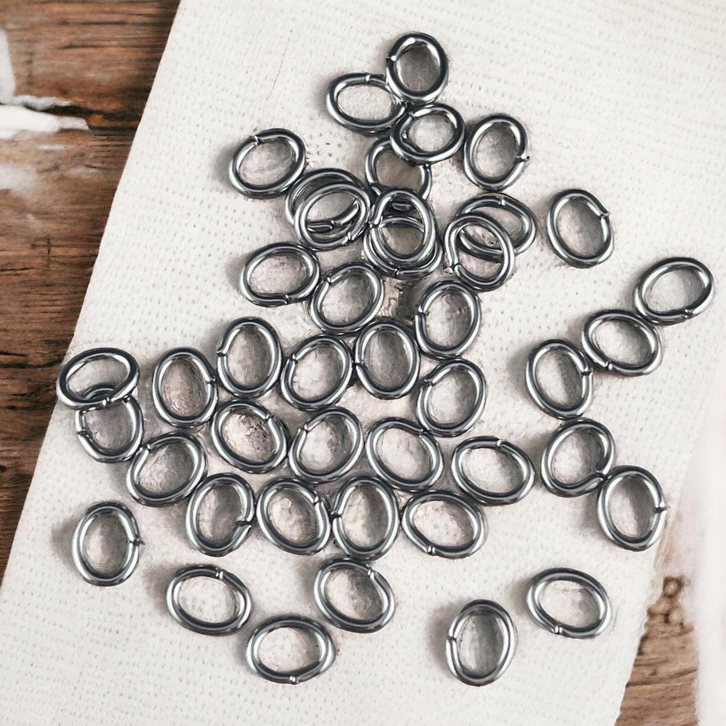 6x4mm Oval Jump Rings, 18g Open, Gunmetal Plated Brass (FMG/5055) * Qty. 100