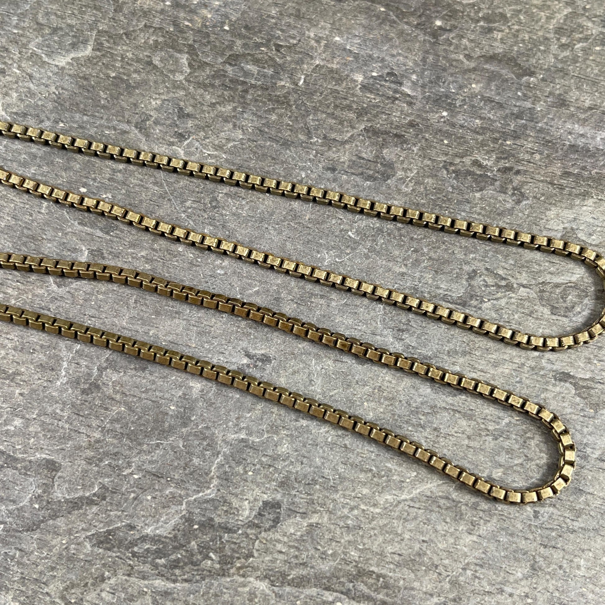 Chain by the Foot - 2mm Box Chain - Antiqued Brass (CH-304AB) * 18" Length