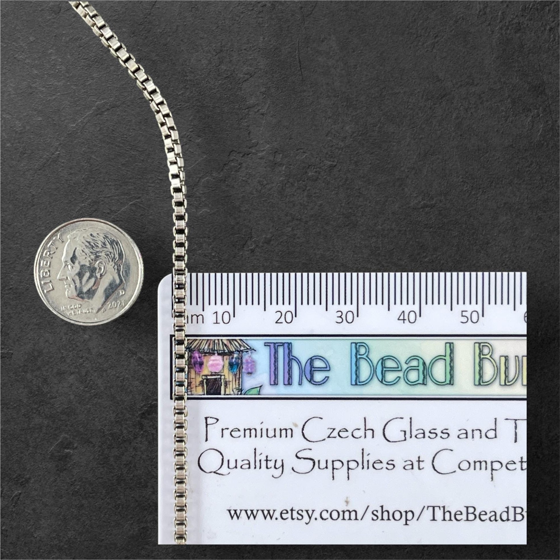 Chain by the Foot - 2mm Box Chain - Antiqued Silver Plated Brass (CH-304AS) * 18" Length