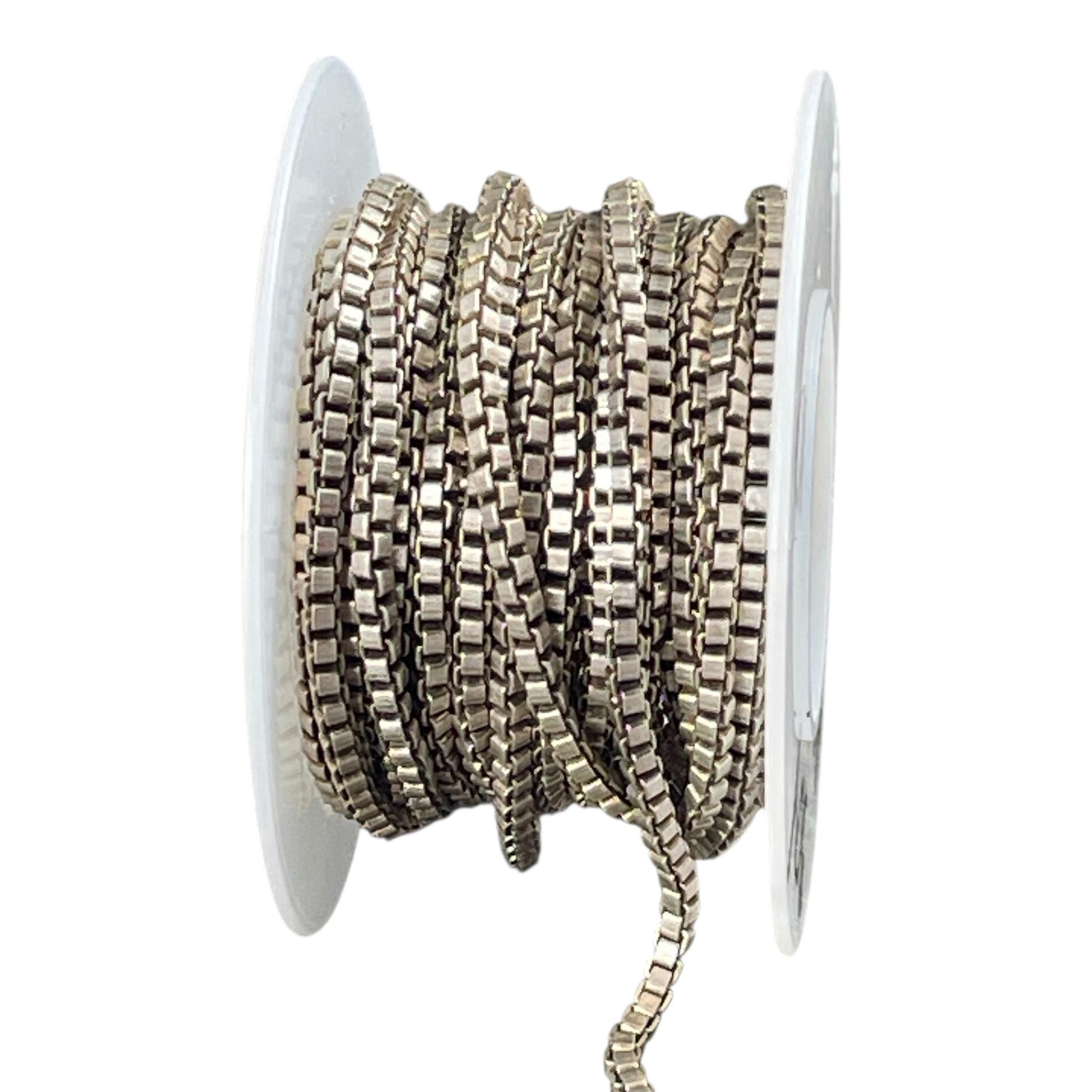 Chain by the Foot - 2mm Box Chain - Antiqued Silver Plated Brass (CH-304AS) * 18" Length