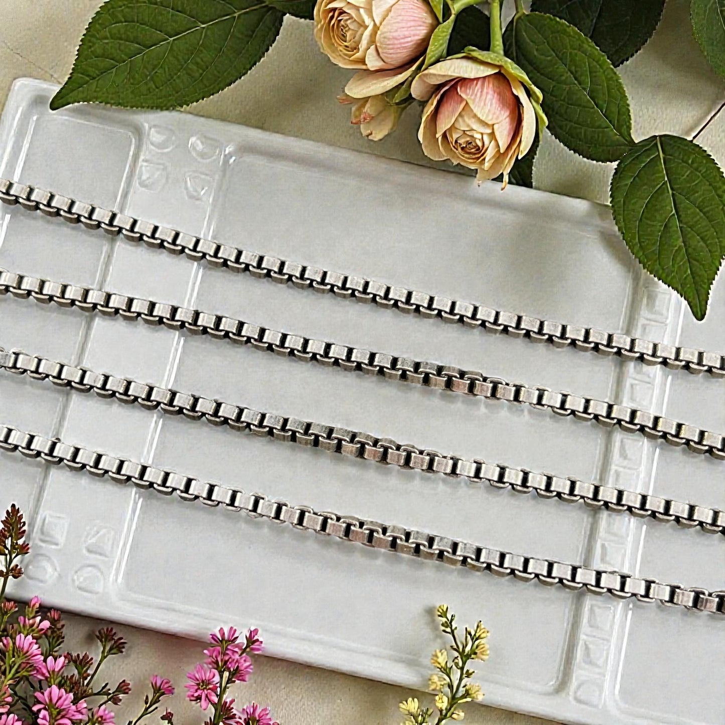 Chain by the Foot - 2mm Box Chain - Antiqued Silver Plated Brass (CH-304AS) * 18" Length