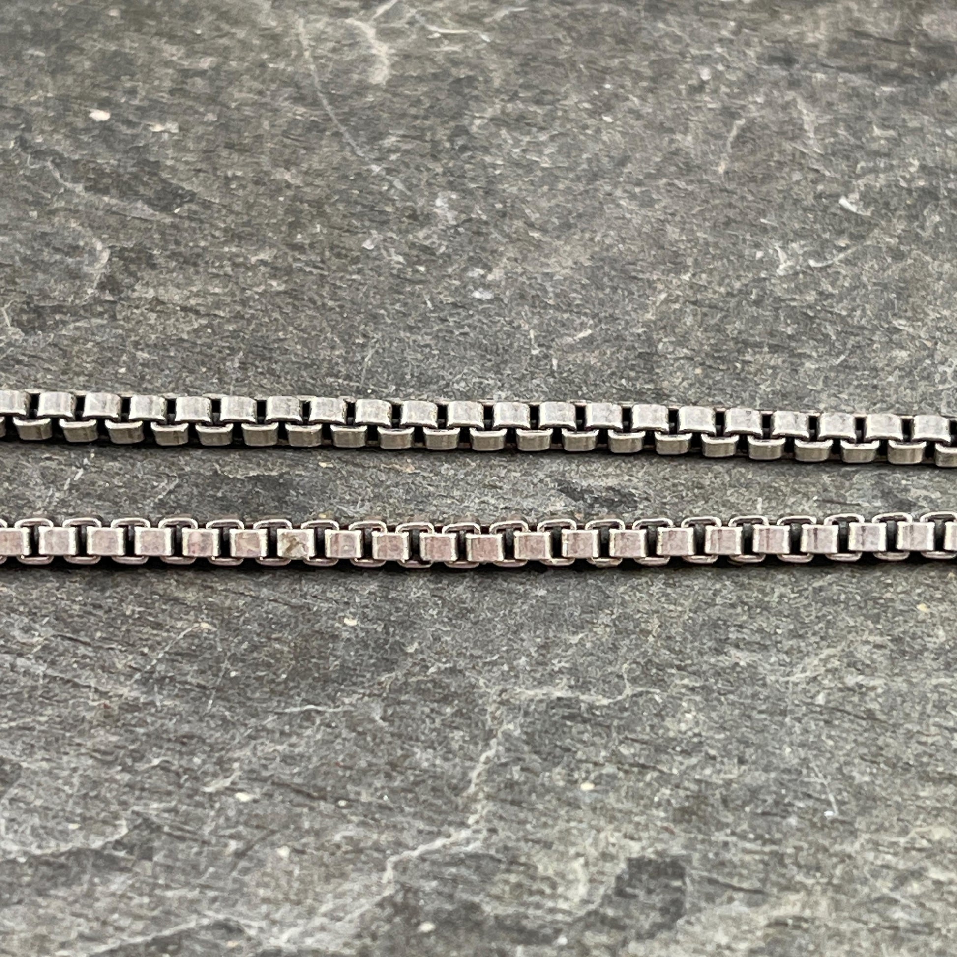 Chain by the Foot - 2mm Box Chain - Antiqued Silver Plated Brass (CH-304AS) * 18" Length