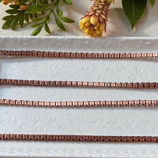 Chain by the Foot - 2mm Box Chain - Antiqued Copper Plated Brass (CH-304AC) * 18" Length