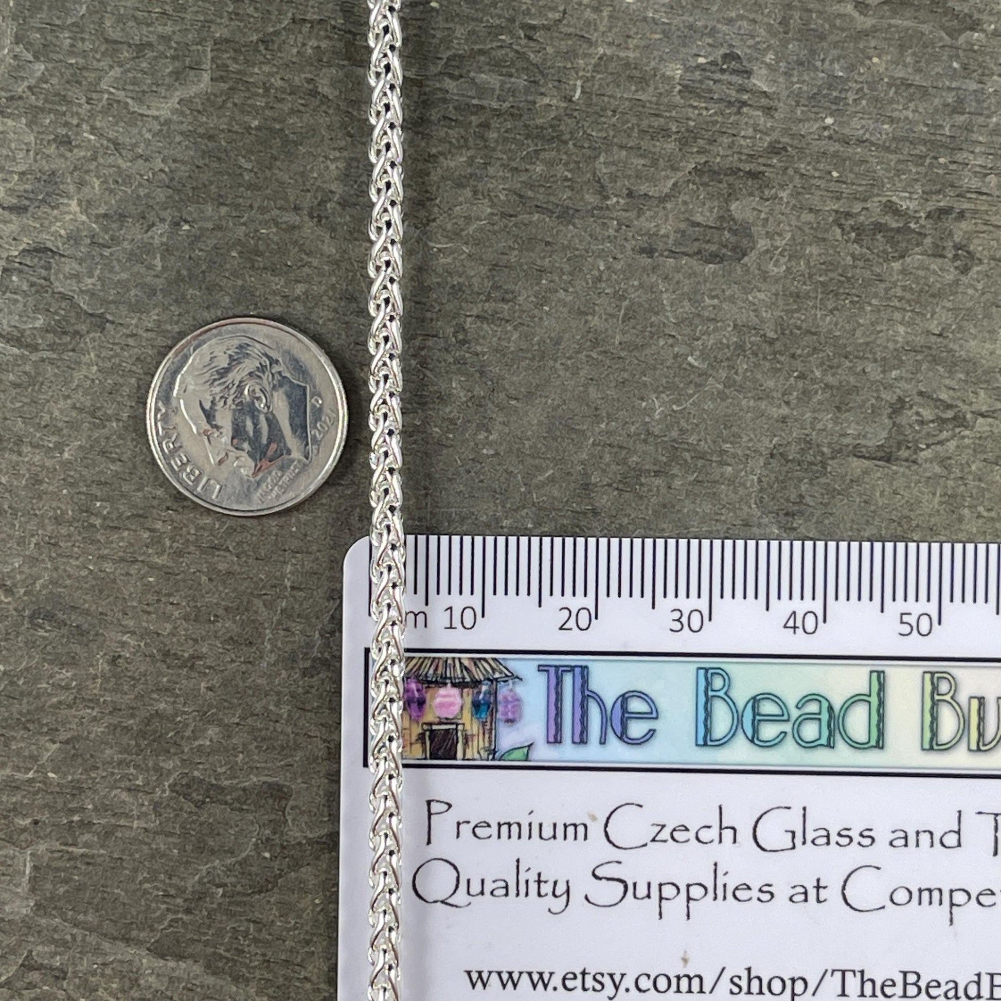 Chain by the Foot - 3mm Wheat Byzantine Chain - Silver Plated Brass (CH-857S) * 18" Length