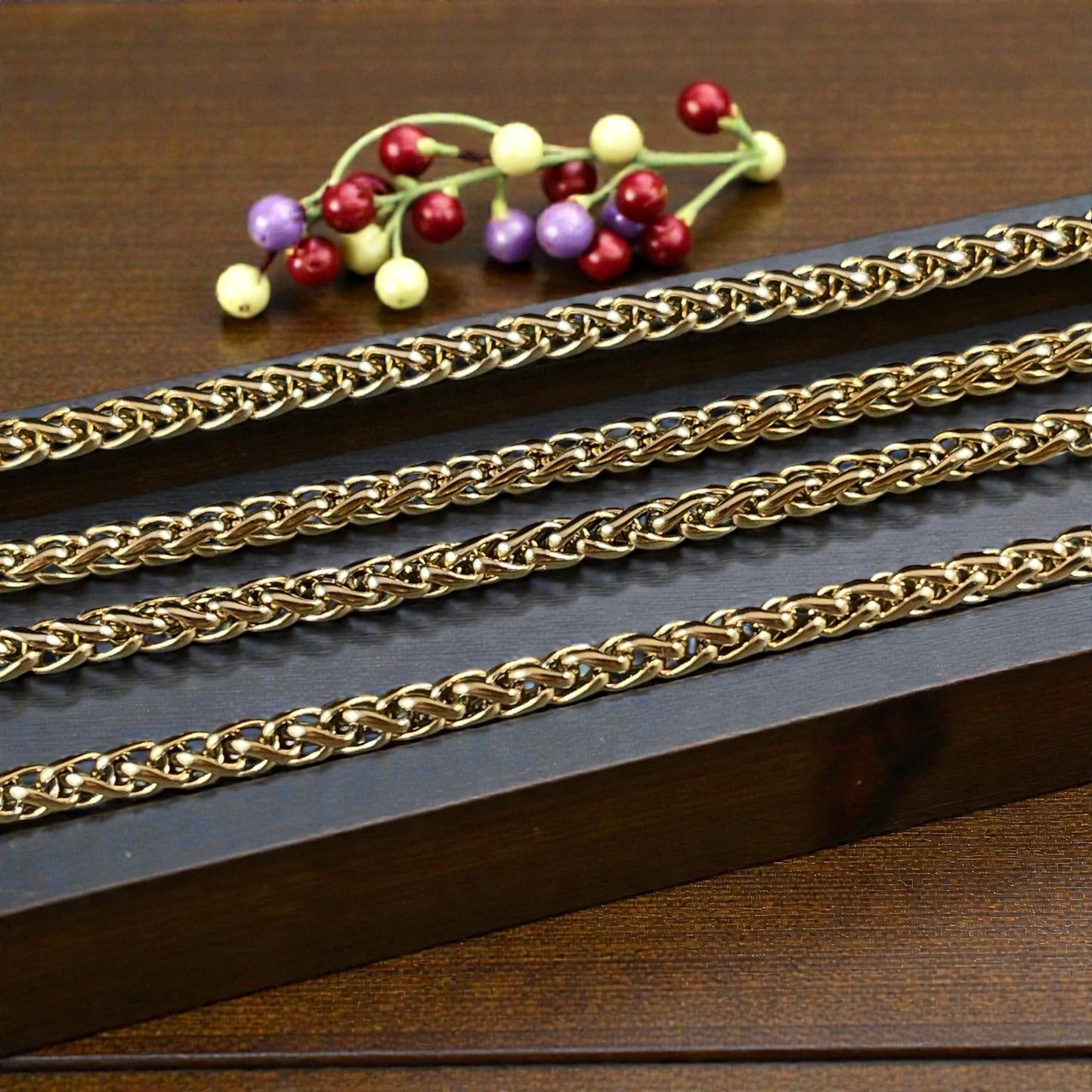 3mm Spiga Wheat Chain - 18k Gold Plated Stainless Steel (SS02SG) * 18" Length