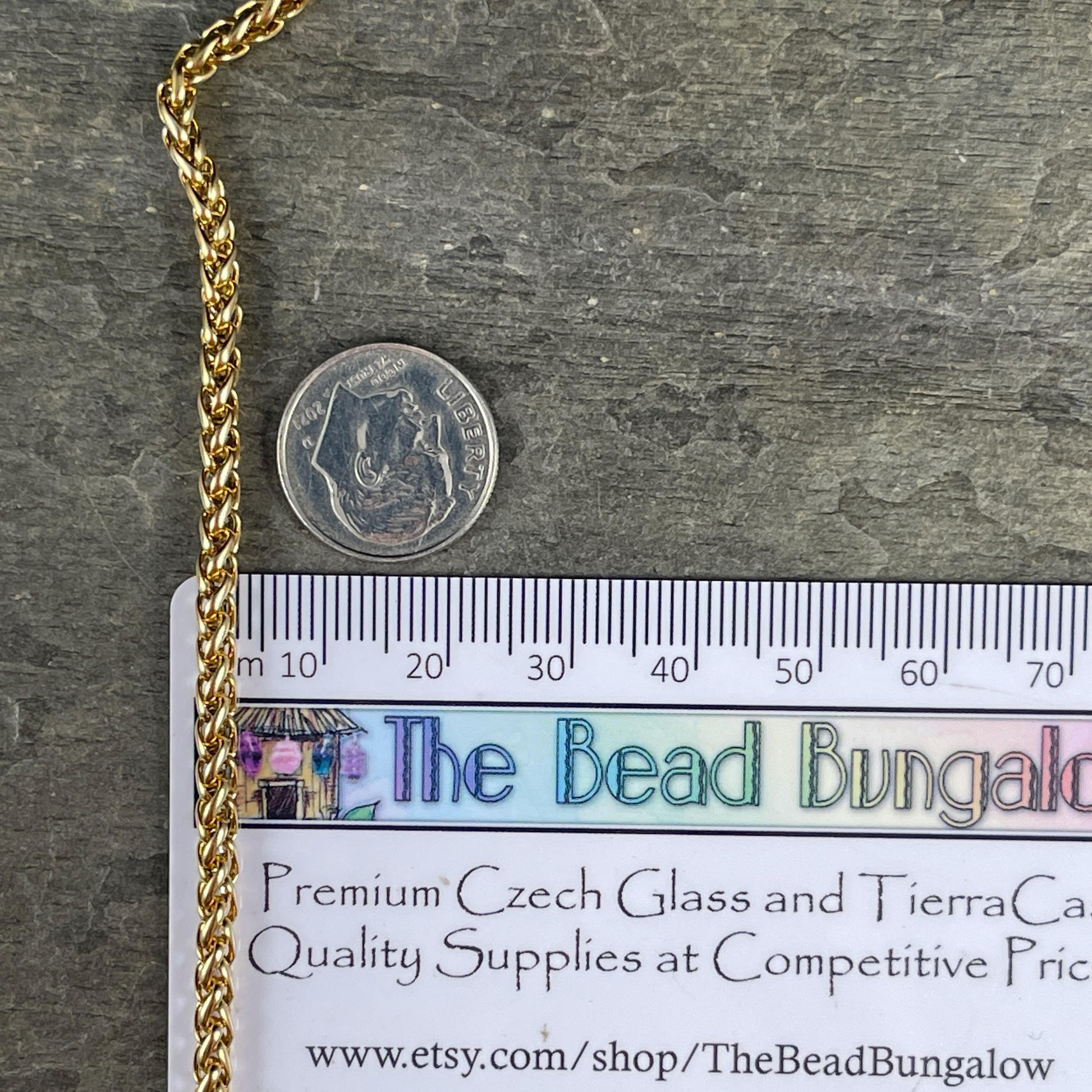 3mm Spiga Wheat Chain - 18k Gold Plated Stainless Steel (SS02SG) * 18" Length