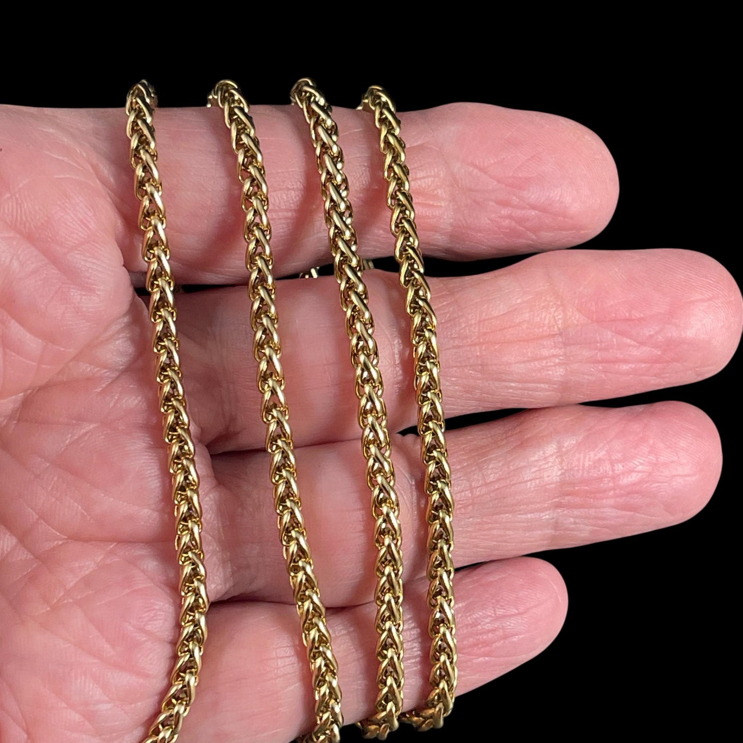 3mm Spiga Wheat Chain - 18k Gold Plated Stainless Steel (SS02SG) * 18" Length