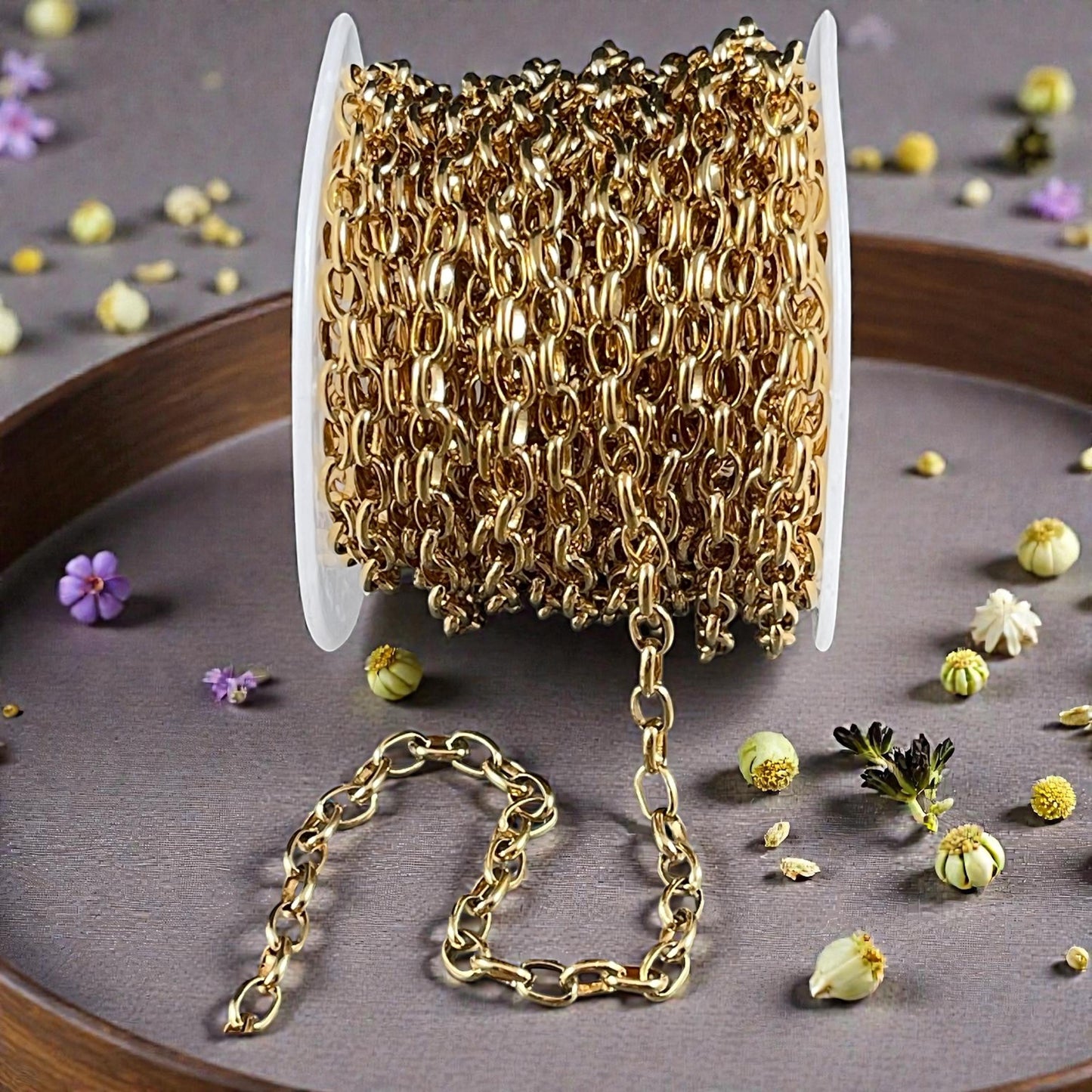 Chain by the Foot - Oval Cable Chain, 3.8x5.5mm - 18k Gold Plated 316 Stainless Steel (XM-07-18) * 18" length