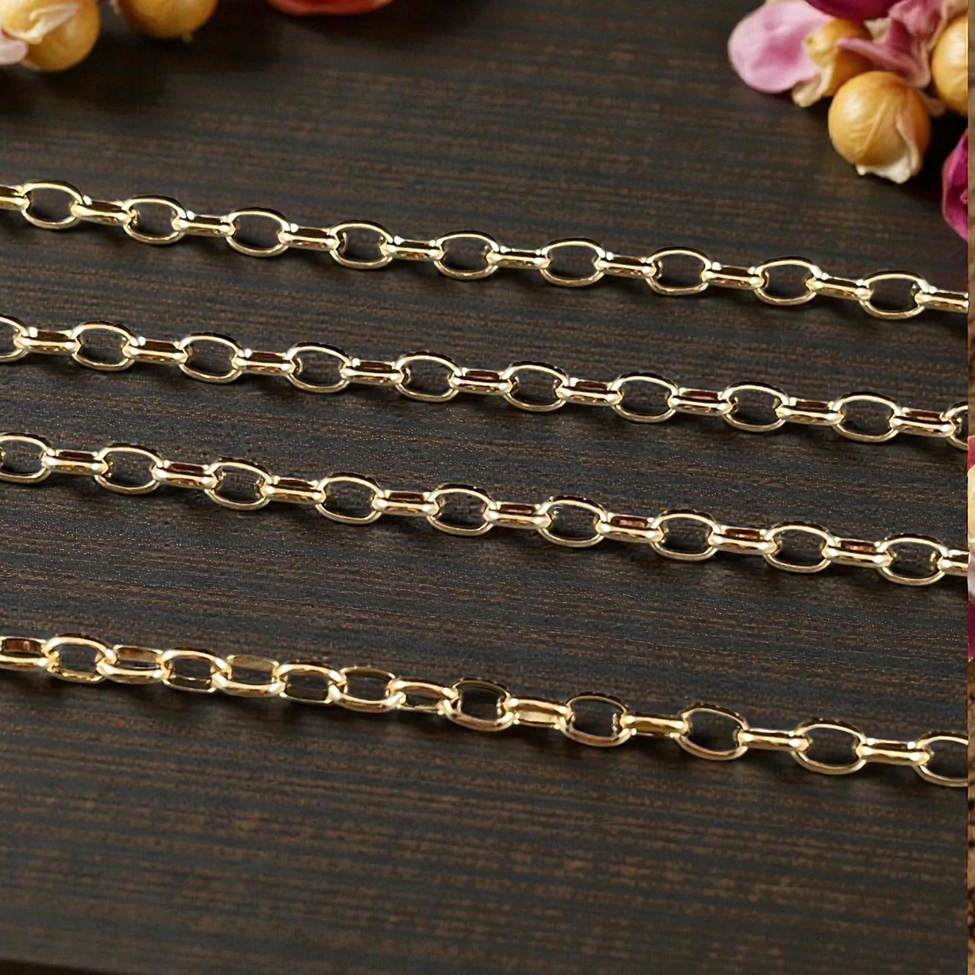 Chain by the Foot - Oval Cable Chain, 3.8x5.5mm - 18k Gold Plated 316 Stainless Steel (XM-07-18) * 18" length