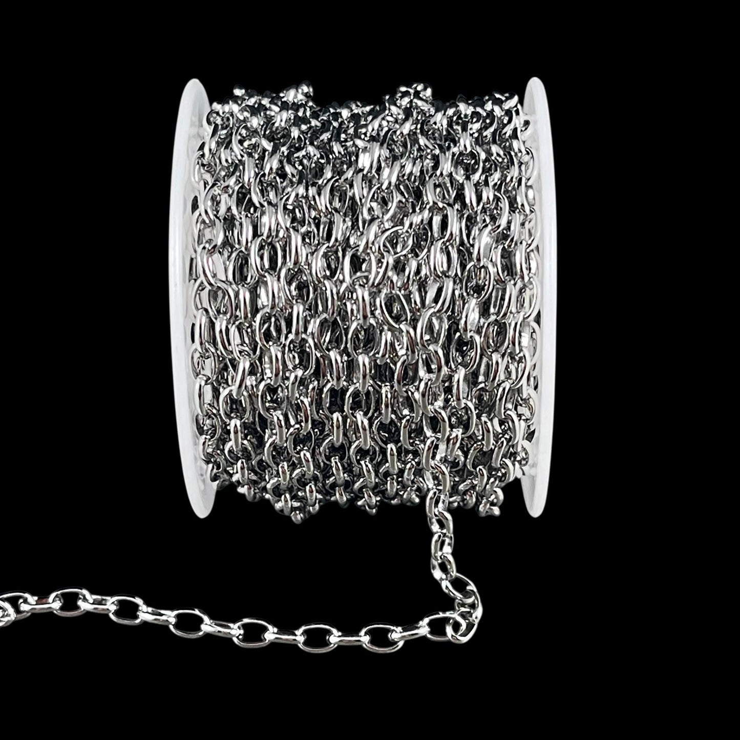 Chain by the Foot - Oval Cable Chain, 3.8x5.5mm - 316 Stainless Steel (XM-07-SS) * 1 Yard/36" length