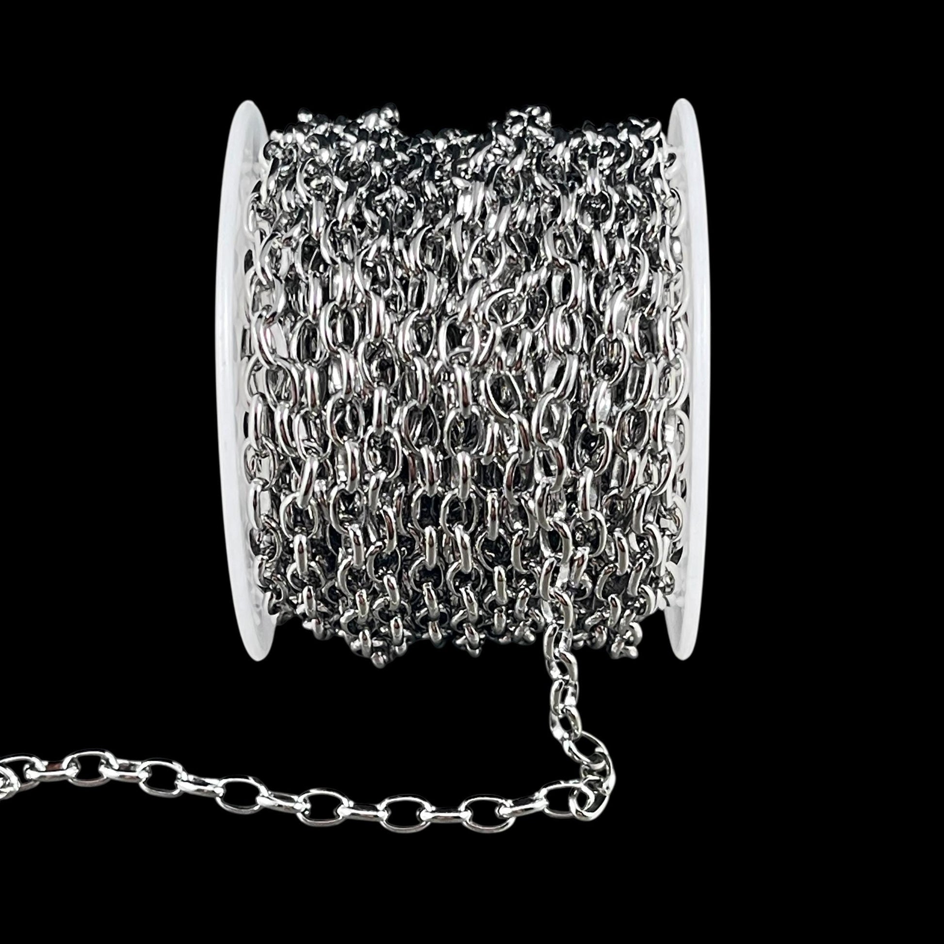 Chain by the Foot - Oval Cable Chain, 3.8x5.5mm - 316 Stainless Steel (XM-07-SS) * 1 Yard/36" length