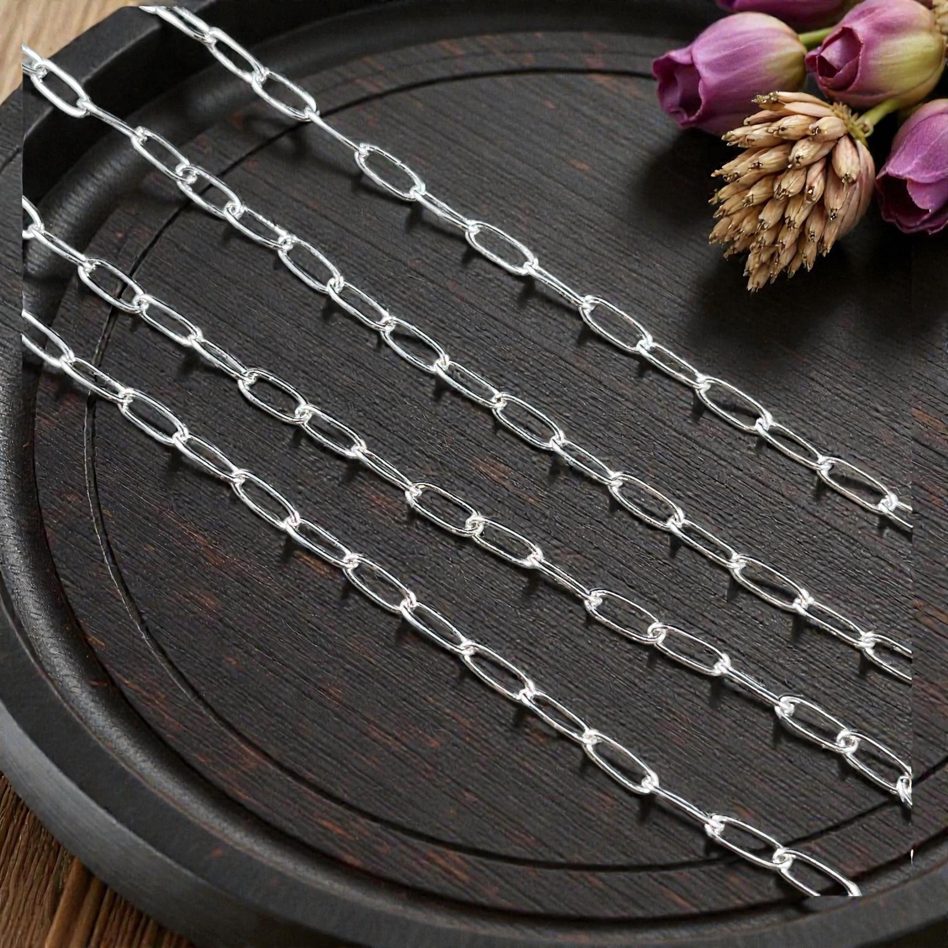 Paperclip Style Chain, 7.9x2.3mm Links - Silver Plated Brass (CH-160S) * 18" Length