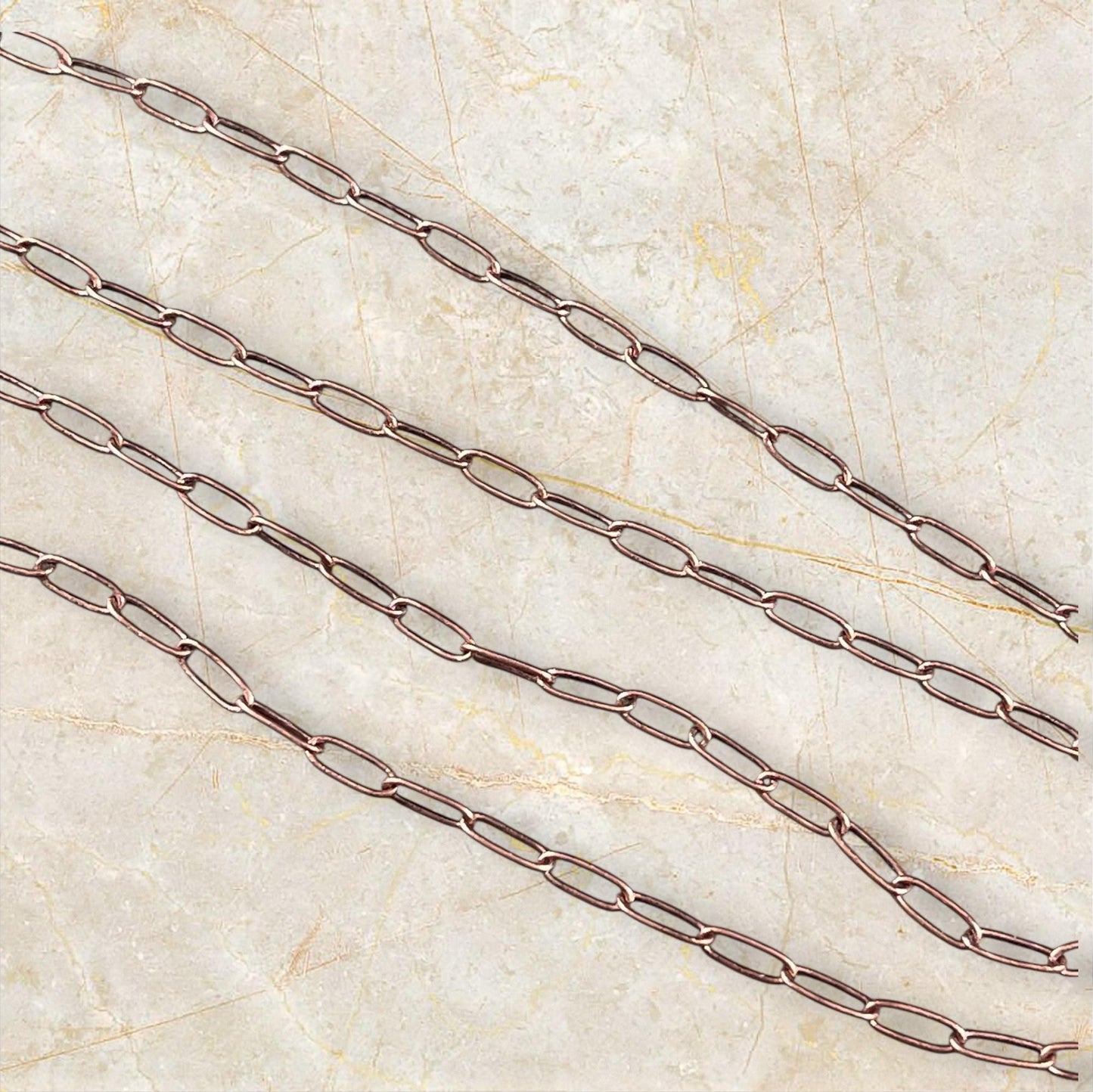 Chain by the Foot - Paperclip Style Chain, 7.9x2.3mm Links - Antiqued Copper Plated Brass (CH-160AC) * 18" Length