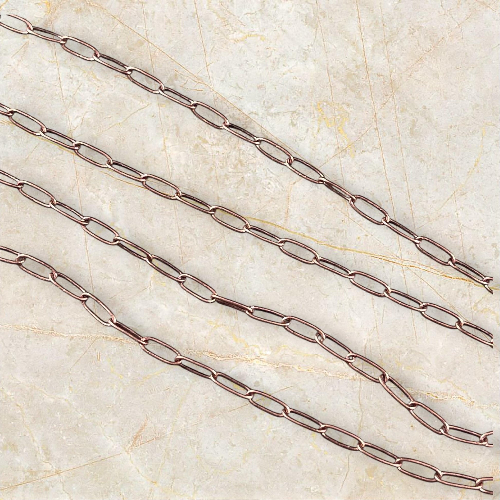 Chain by the Foot - Paperclip Style Chain, 7.9x2.3mm Links - Antiqued Copper Plated Brass (CH-160AC) * 18" Length