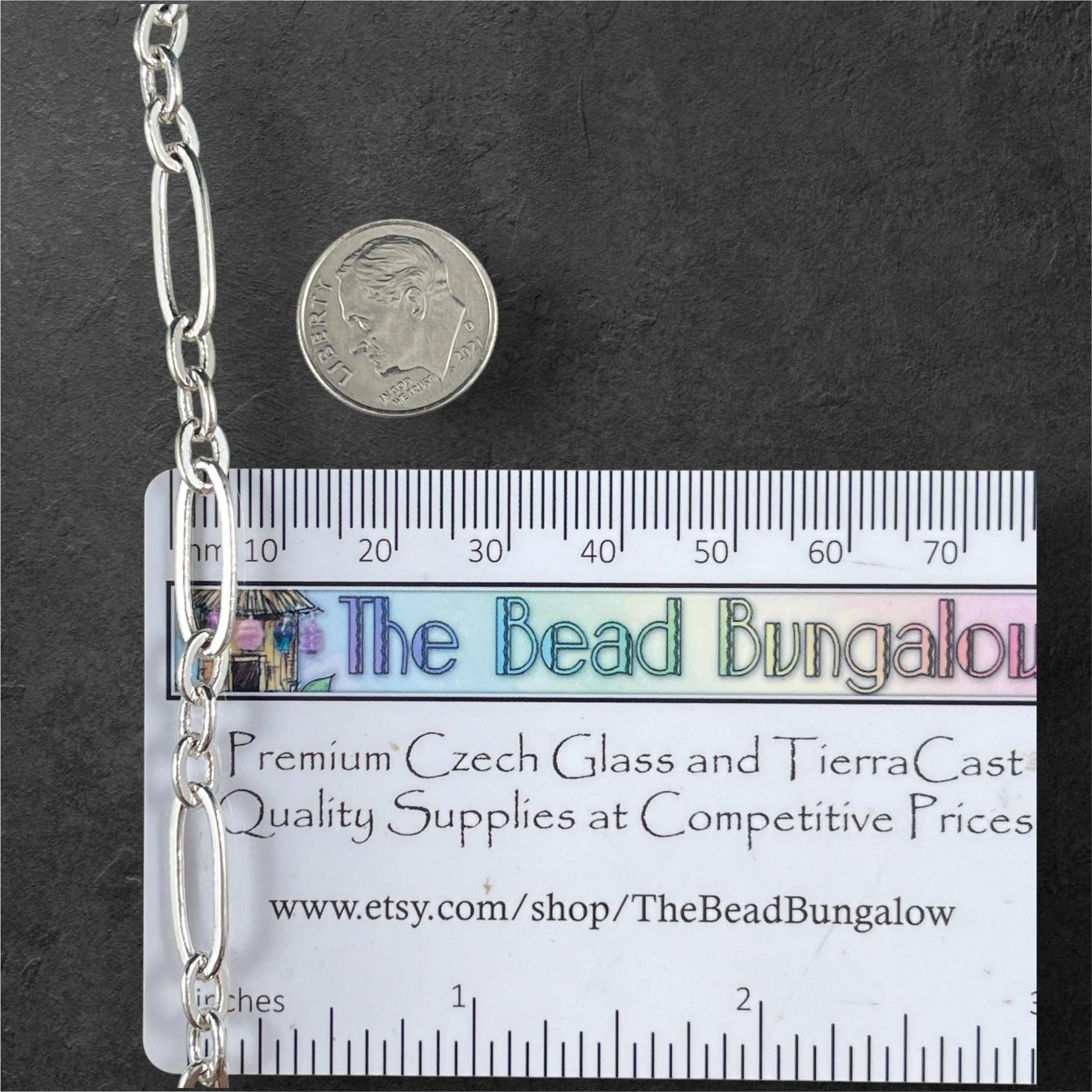 Stretched Link Chain, 17.7x6mm Links - Silver Plated Brass (CH-821S) * 12" Length