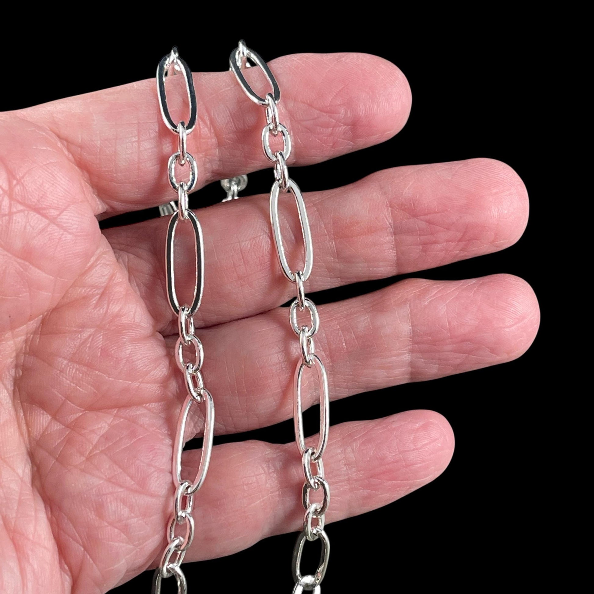 Stretched Link Chain, 17.7x6mm Links - Silver Plated Brass (CH-821S) * 12" Length