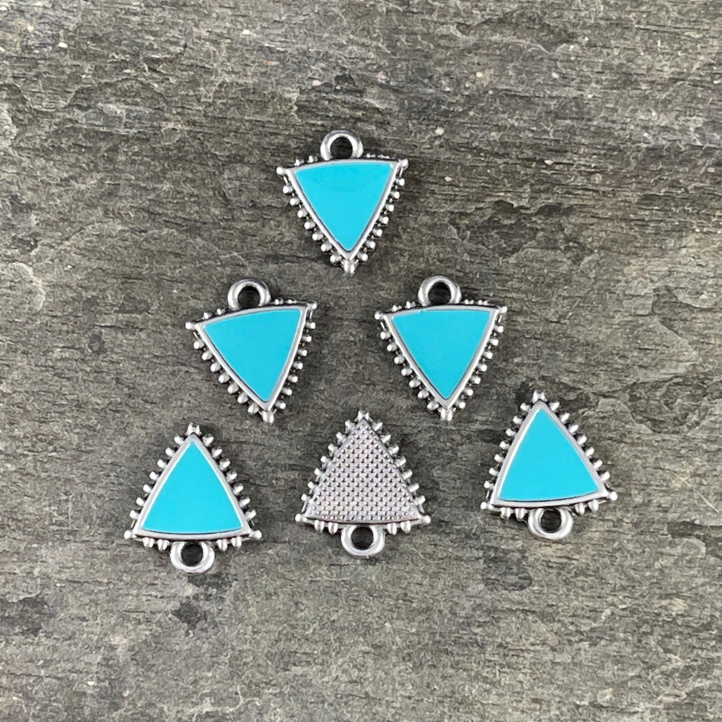 Antiqued Silver Plated Charm with Turquoise Blue Enamel Inlay (PF/14428-72-0299) * Qty. 6