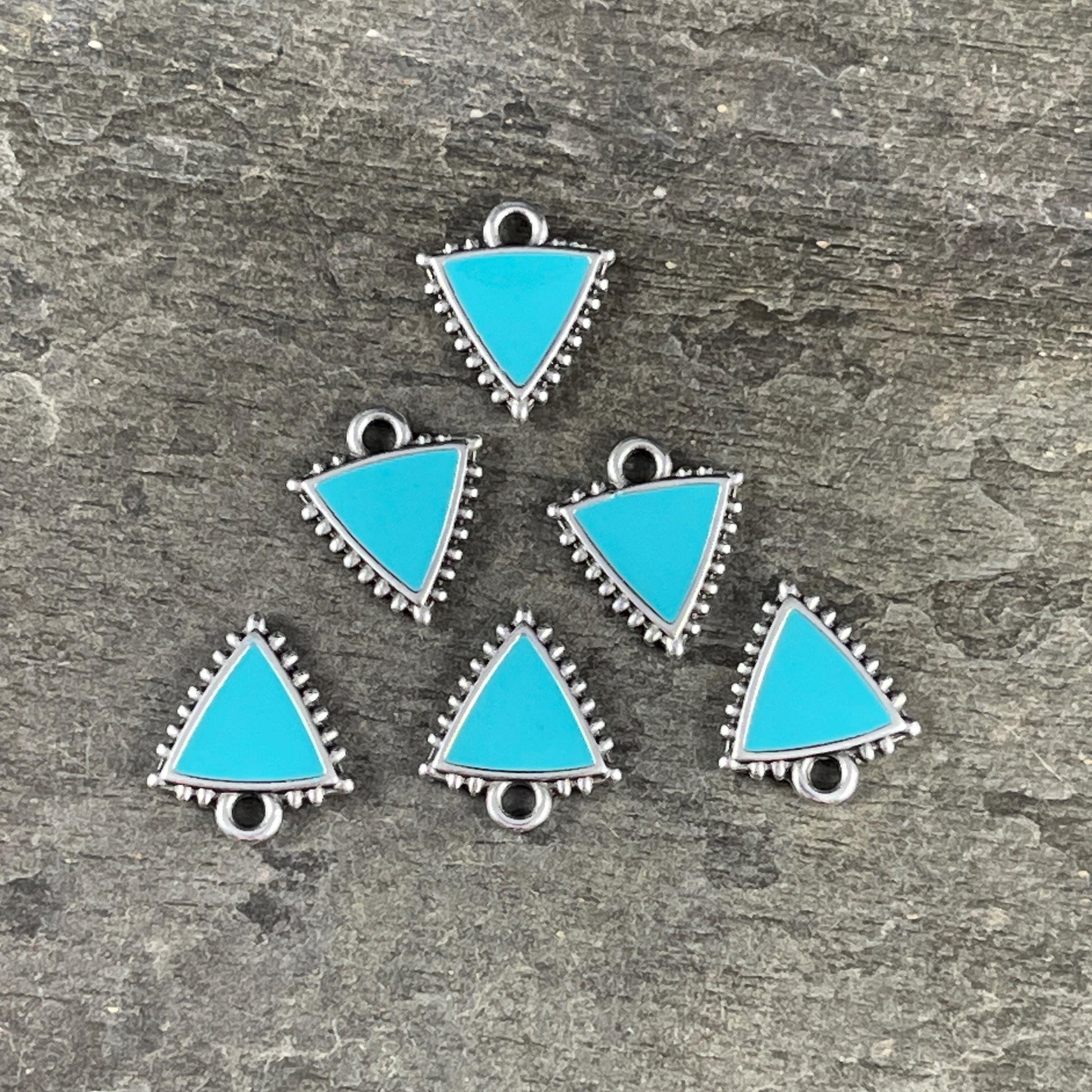 Antiqued Silver Plated Charm with Turquoise Blue Enamel Inlay (PF/14428-72-0299) * Qty. 6