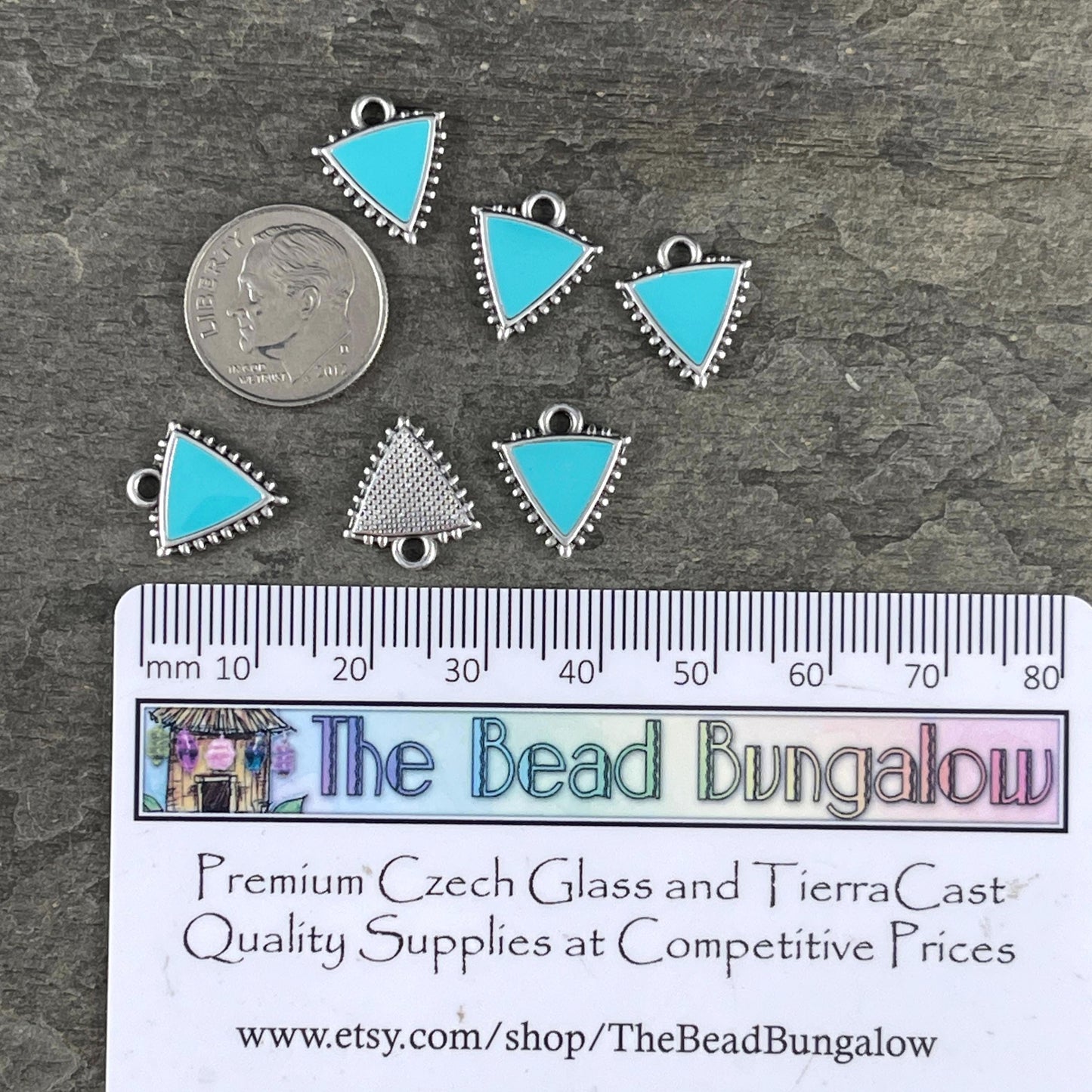 Antiqued Silver Plated Charm with Turquoise Blue Enamel Inlay (PF/14428-72-0299) * Qty. 6