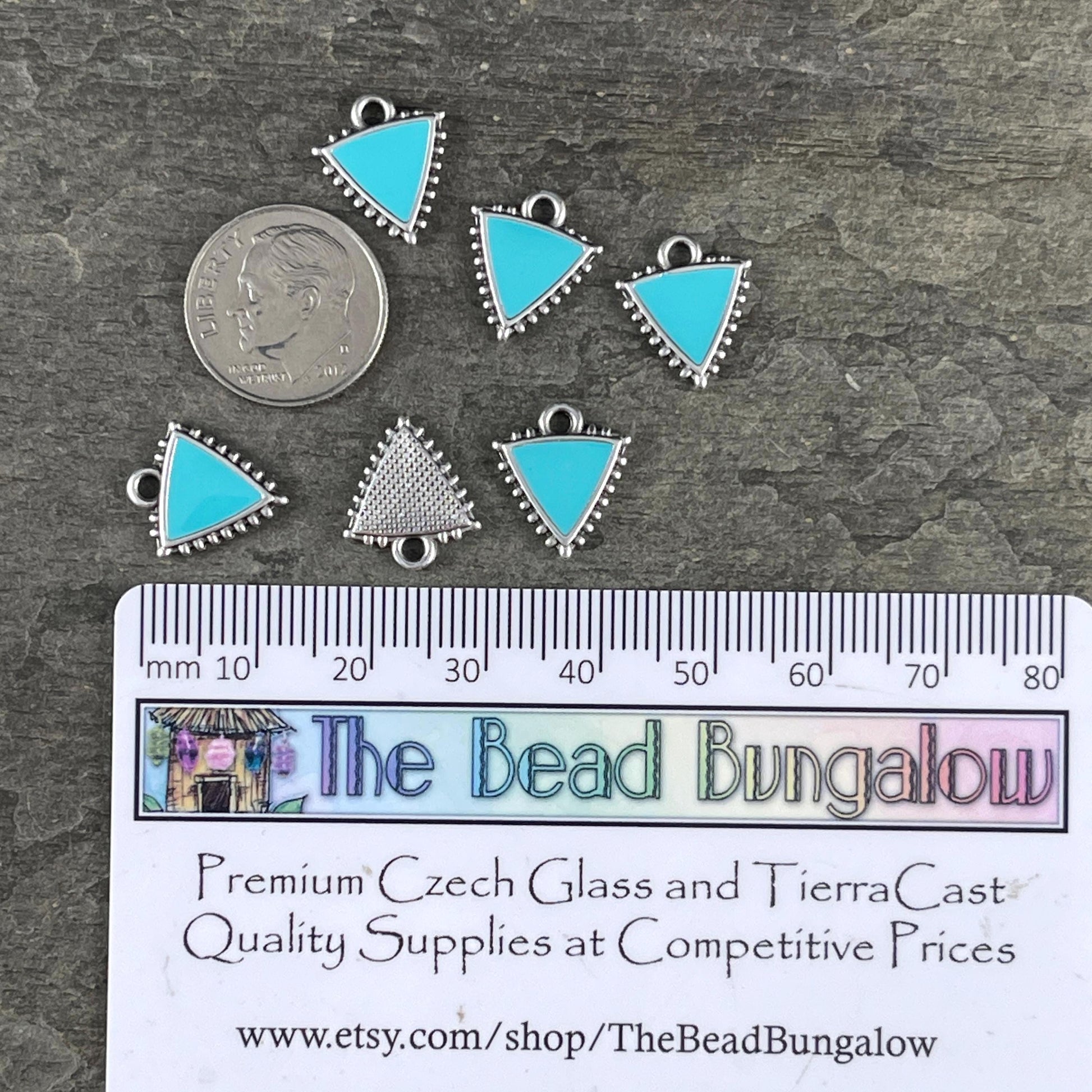Antiqued Silver Plated Charm with Turquoise Blue Enamel Inlay (PF/14428-72-0299) * Qty. 6