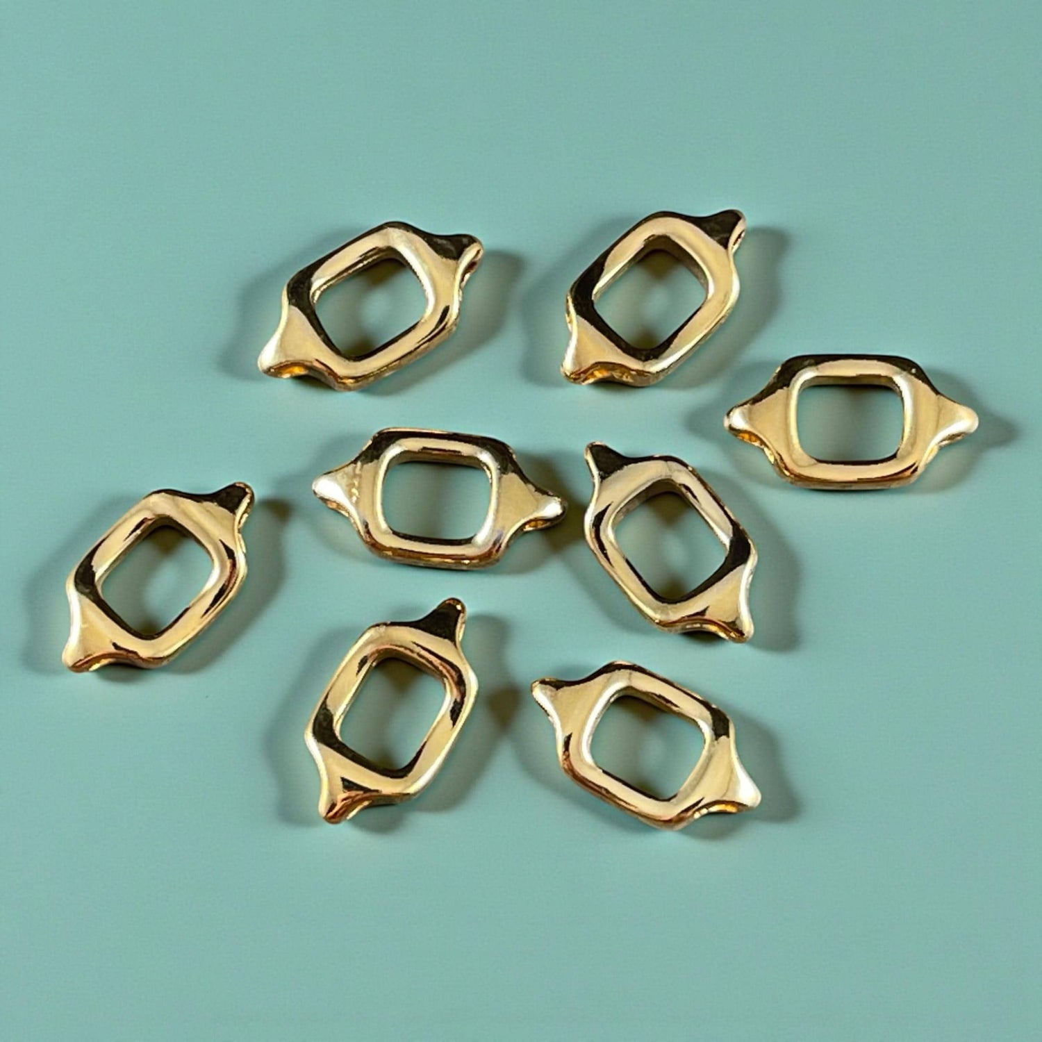 Square Link with Loops, 24k Gold Plated, Nickle Free (PF/13491-12) * Qty. 6