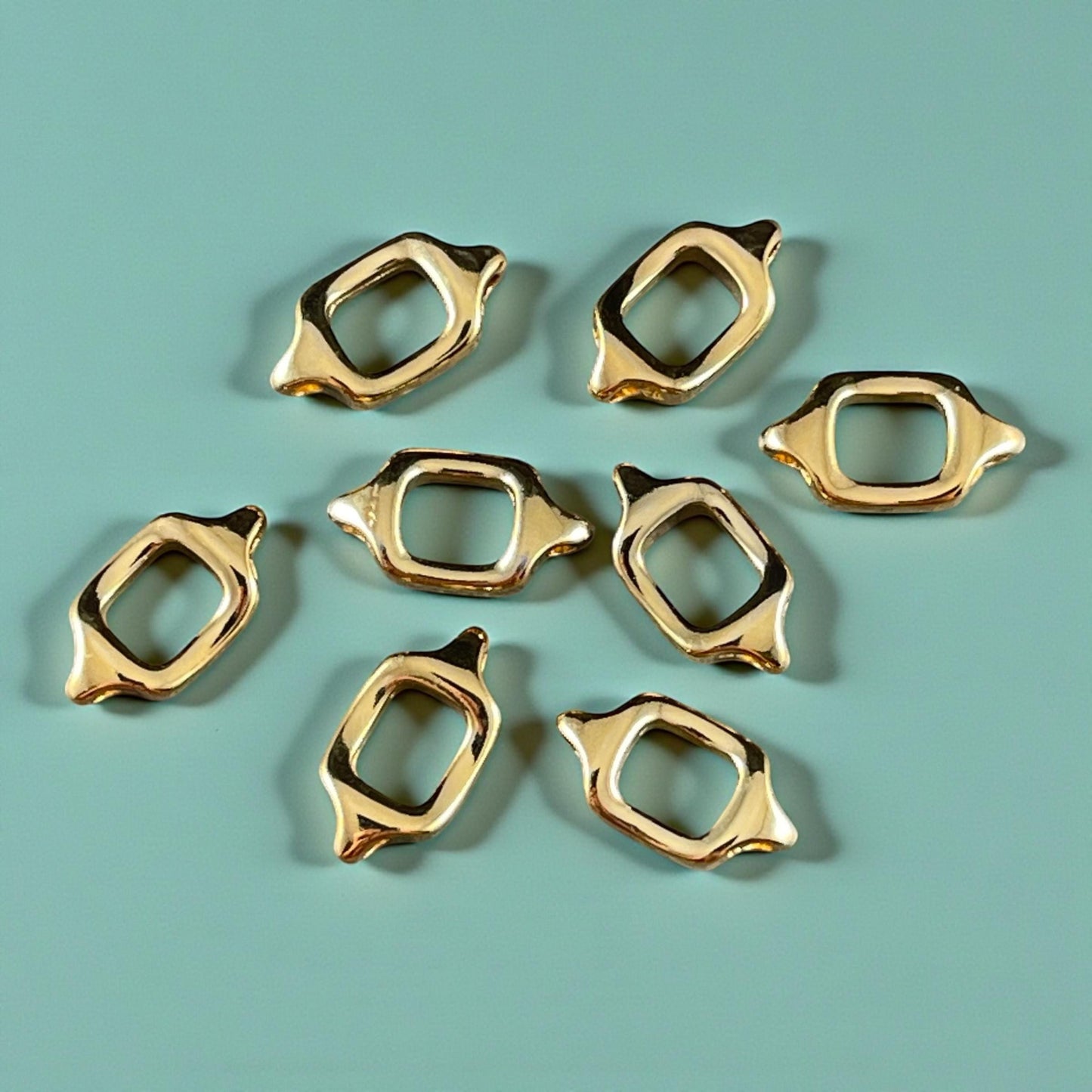 Square Link with Loops, 24k Gold Plated, Nickle Free (PF/13491-12) * Qty. 6