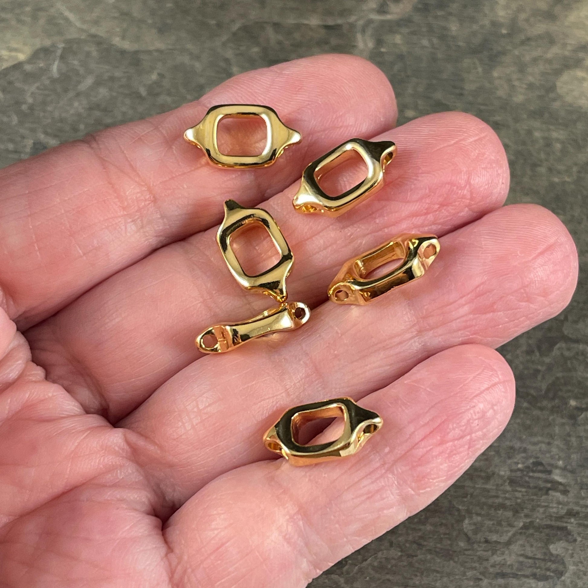 Square Link with Loops, 24k Gold Plated, Nickle Free (PF/13491-12) * Qty. 6
