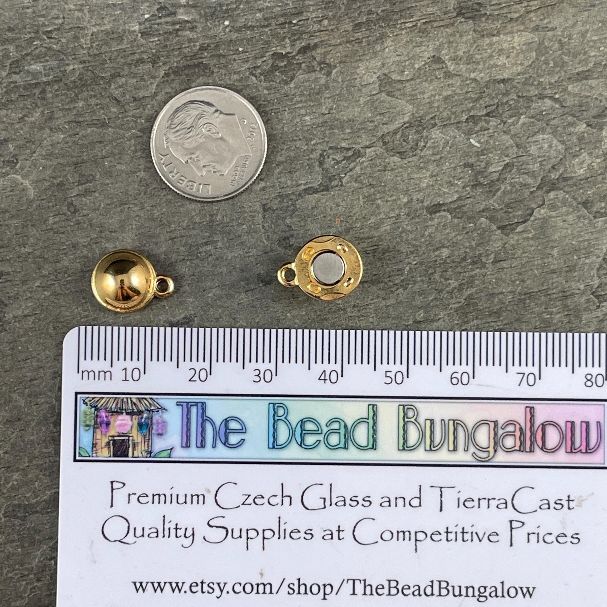 Magnetic Sphere Clasp, 24k Gold Plated, 15x10mm, Nickel Free (PF/14793-03-12) * Qty. 1