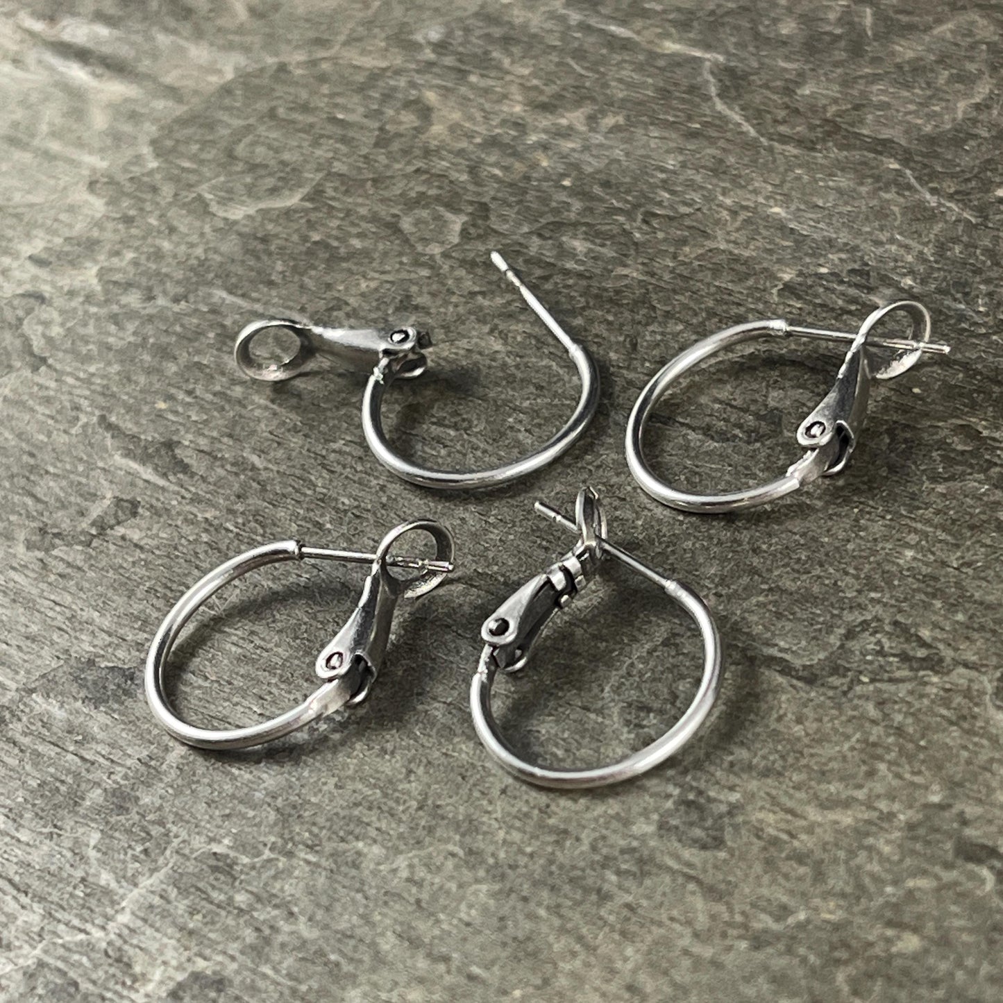 Antiqued Silver Plated Brass, 16mm Earring Hoop with Closed Back (PF/300856-16-77) * Qty. 4