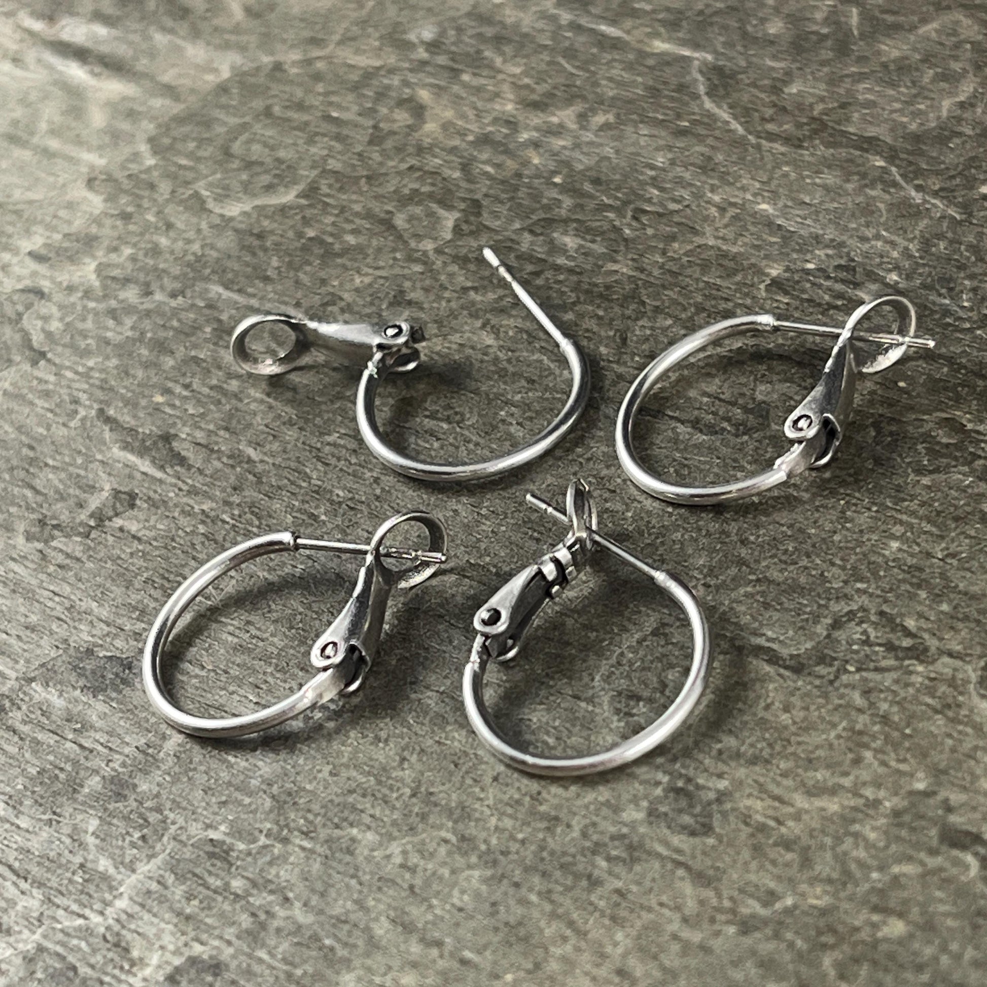 Antiqued Silver Plated Brass, 16mm Earring Hoop with Closed Back (PF/300856-16-77) * Qty. 4
