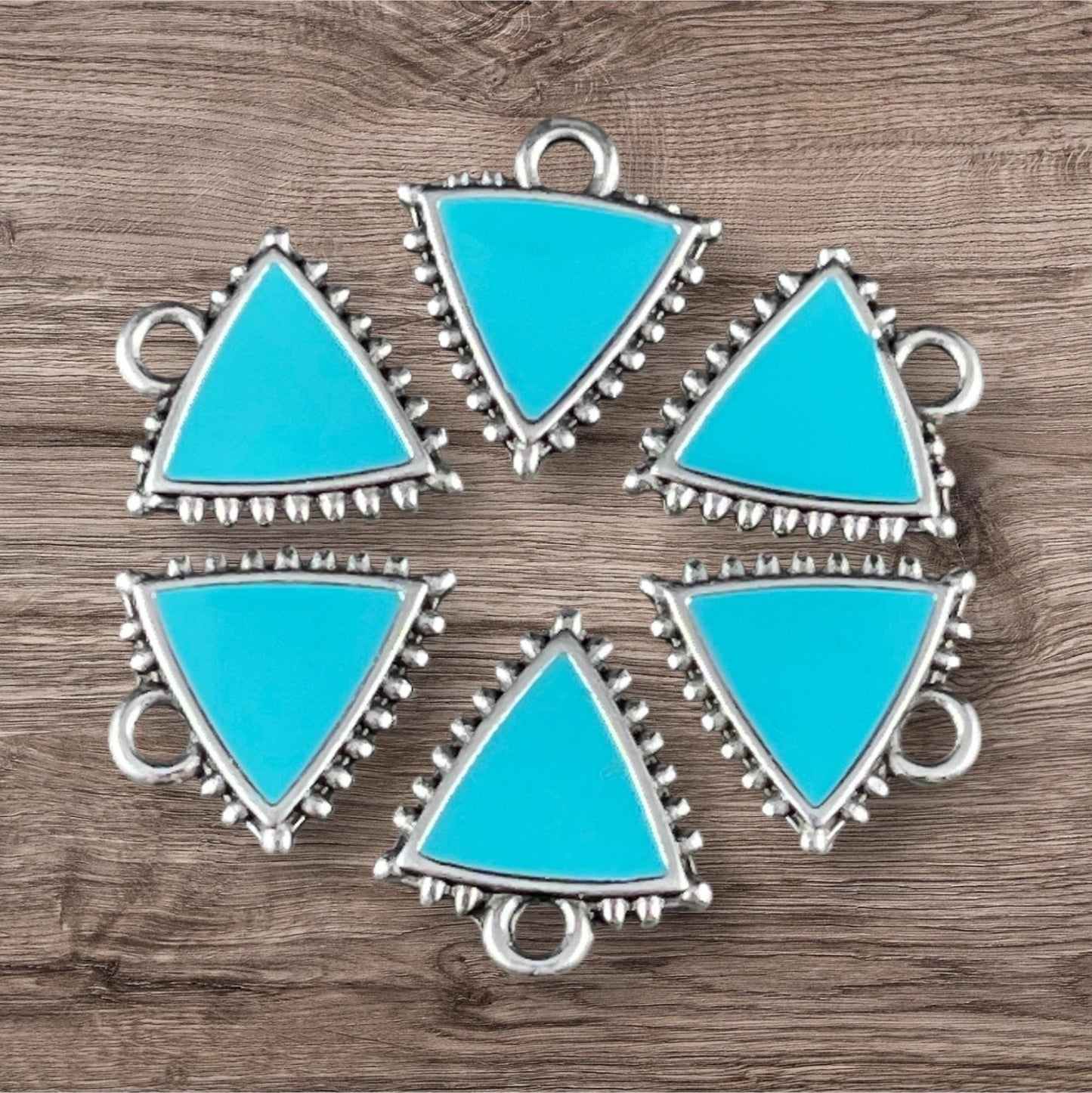 Antiqued Silver Plated Charm with Turquoise Blue Enamel Inlay (PF/14428-72-0299) * Qty. 6