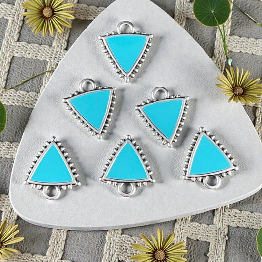 Antiqued Silver Plated Charm with Turquoise Blue Enamel Inlay (PF/14428-72-0299) * Qty. 6