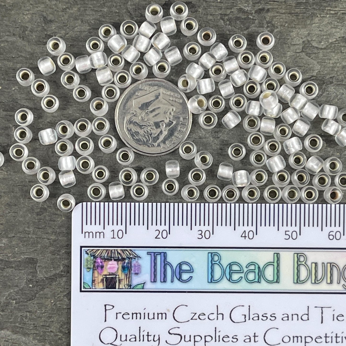 6/0 White TOHO Glass Seed Beads, Frosted Crystal, Silver Lined (T6/SM-21F) * 20 grams