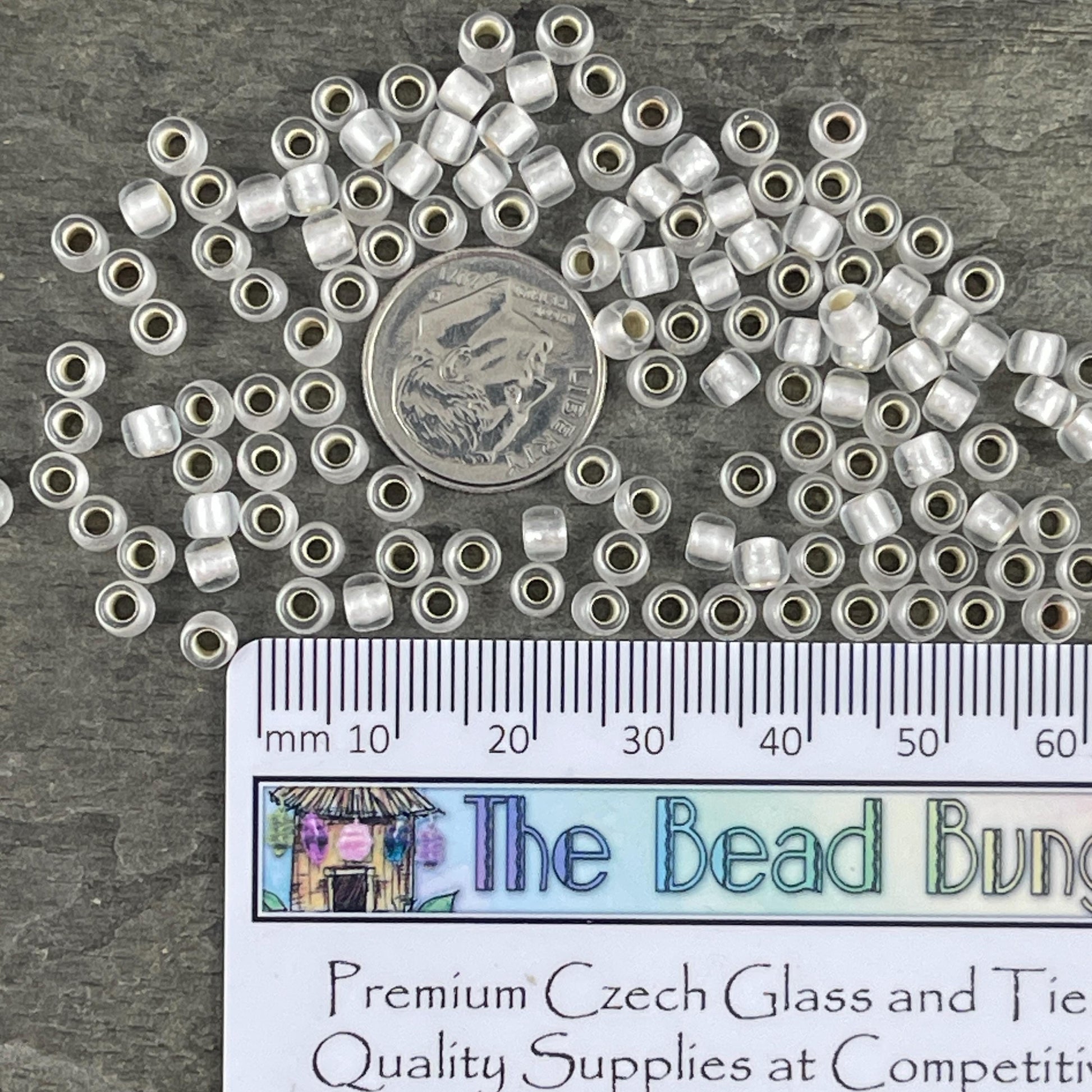 6/0 White TOHO Glass Seed Beads, Frosted Crystal, Silver Lined (T6/SM-21F) * 20 grams