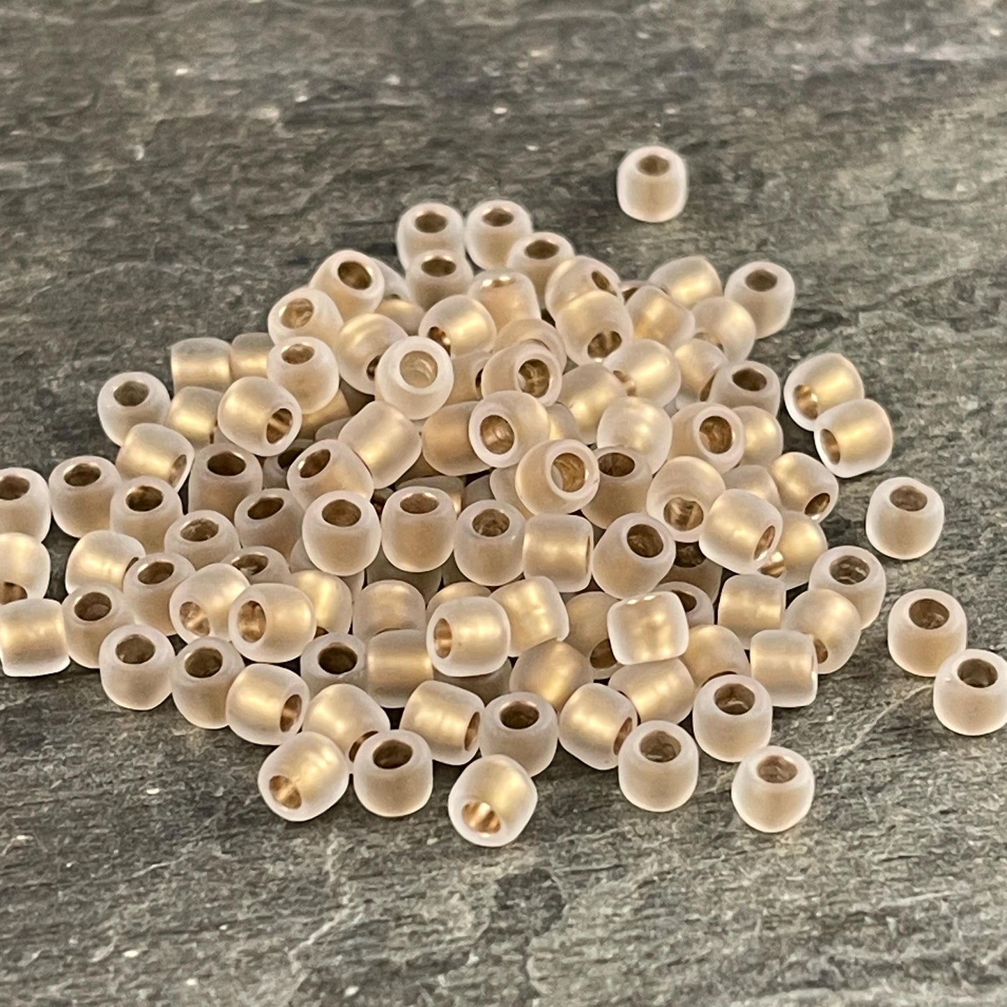 6/0 Gold TOHO Glass Seed Beads, Frosted Crystal, Gold Lined (T6/SM-989F) * 20 grams