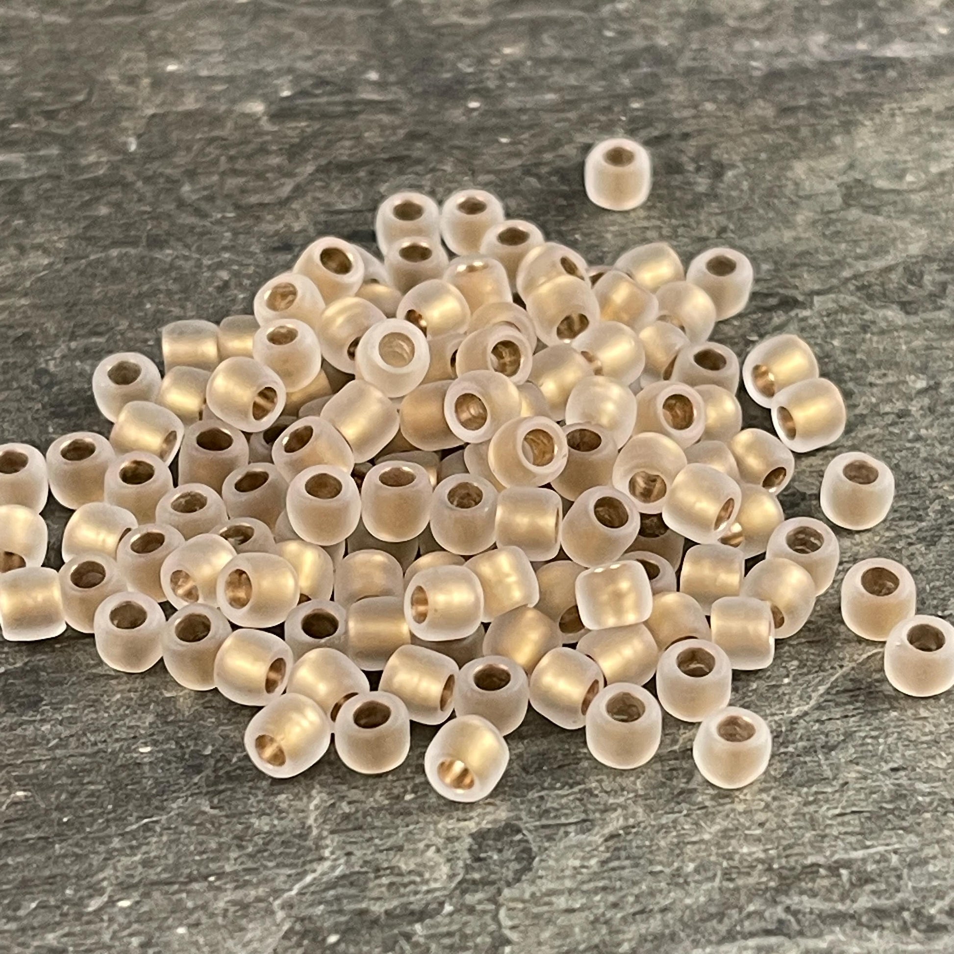 6/0 Gold TOHO Glass Seed Beads, Frosted Crystal, Gold Lined (T6/SM-989F) * 20 grams