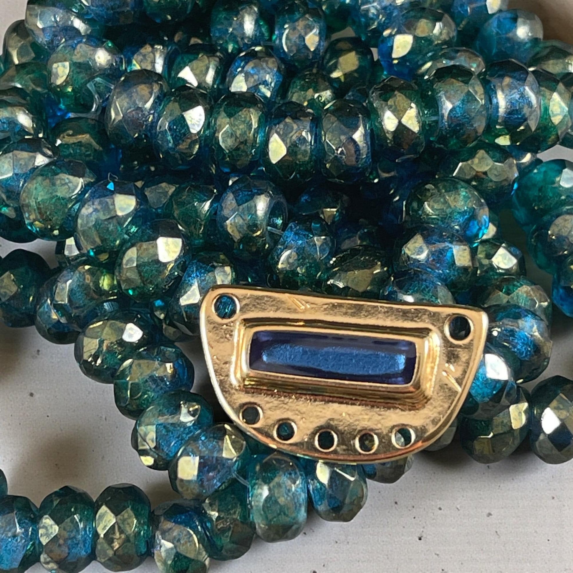 Czech Beads - 9x6mm Large Hole Rondelle, Blue Green Luster (ROL/N-0963) * 25 Beads
