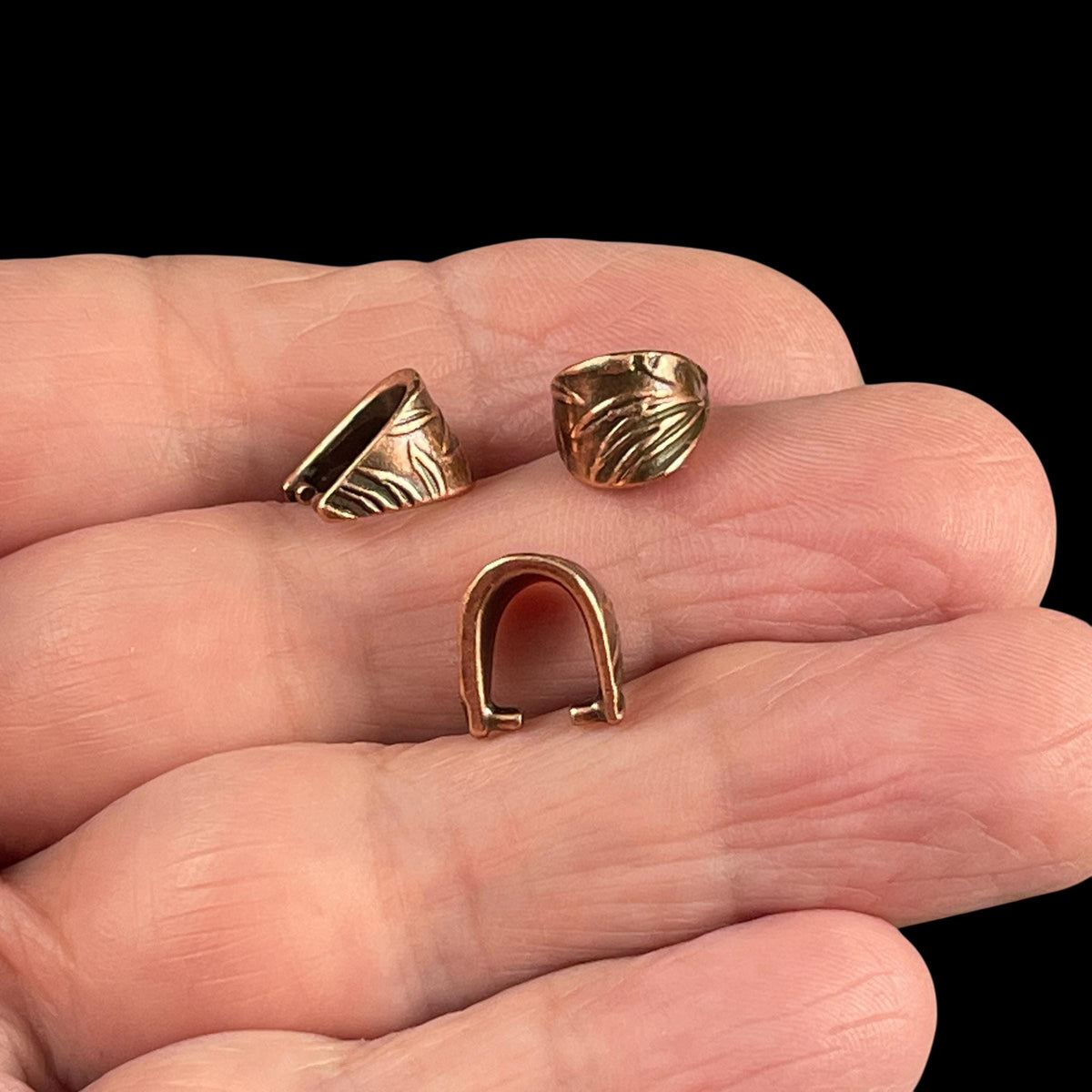 TierraCast 9.5mm Pinch Bail, Antiqued Copper Plated (PF/885-87) * Qty. 4