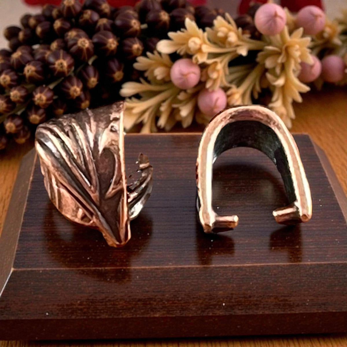 TierraCast 9.5mm Pinch Bail, Antiqued Copper Plated (PF/885-87) * Qty. 4
