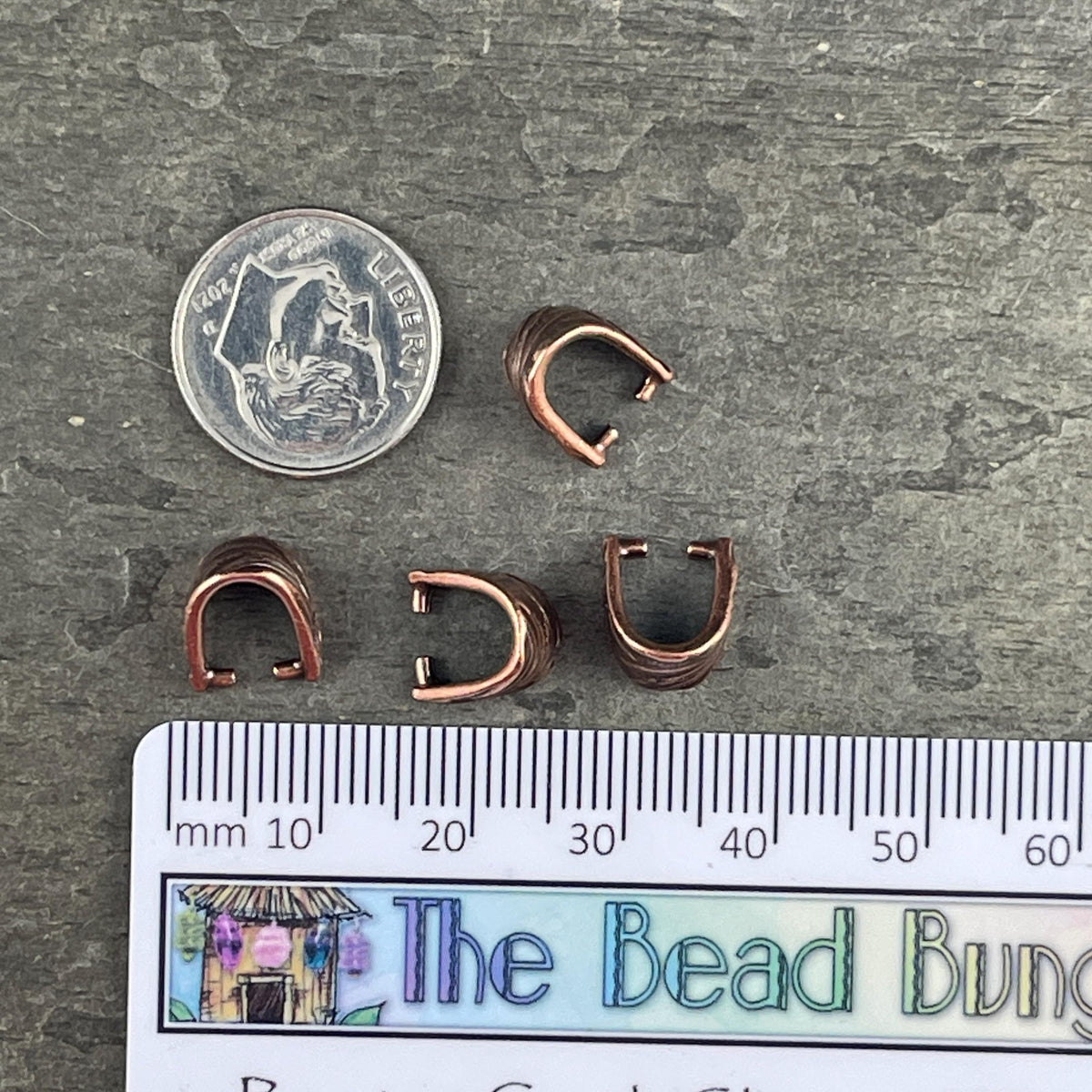 TierraCast 9.5mm Pinch Bail, Antiqued Copper Plated (PF/885-87) * Qty. 4