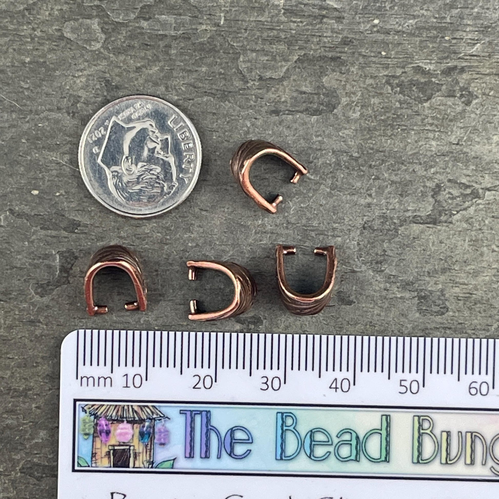 TierraCast 9.5mm Pinch Bail, Antiqued Copper Plated (PF/885-87) * Qty. 4