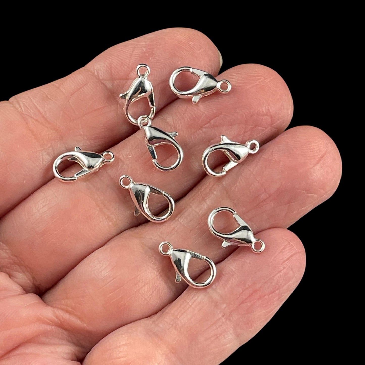 12x7mm Lobster Clasp, Silver Plated Zamak, Nickel Free (PF/605-12-10) * Qty. 12