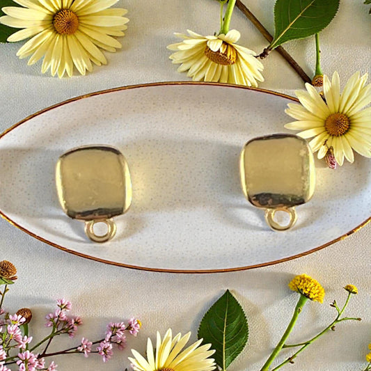 Square Earring with Loop and Titanium Post, 24k Gold Plated, Nickel Free (PF/9362-12) * Qty. 4