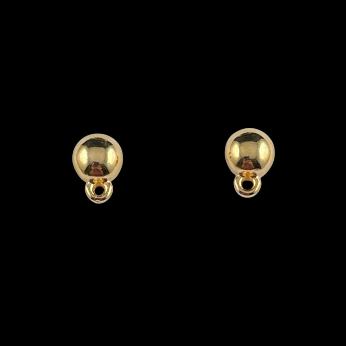 7mm Dome Earring with Loop and Titanium Post, 24k Gold Plated, Nickel Free (PF/9363-12) * Qty. 4