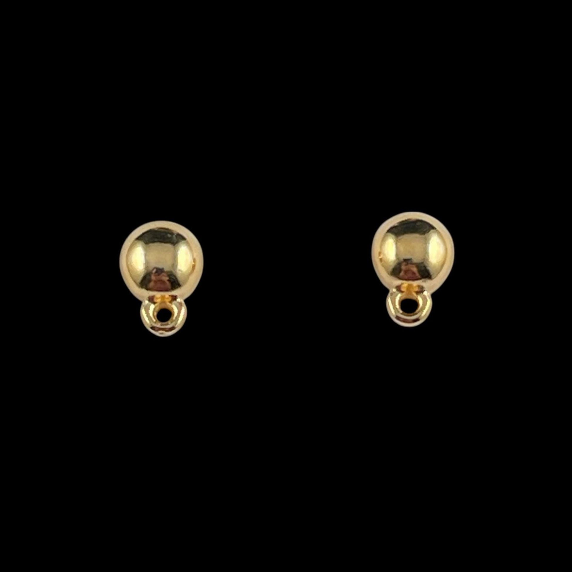 7mm Dome Earring with Loop and Titanium Post, 24k Gold Plated, Nickel Free (PF/9363-12) * Qty. 4