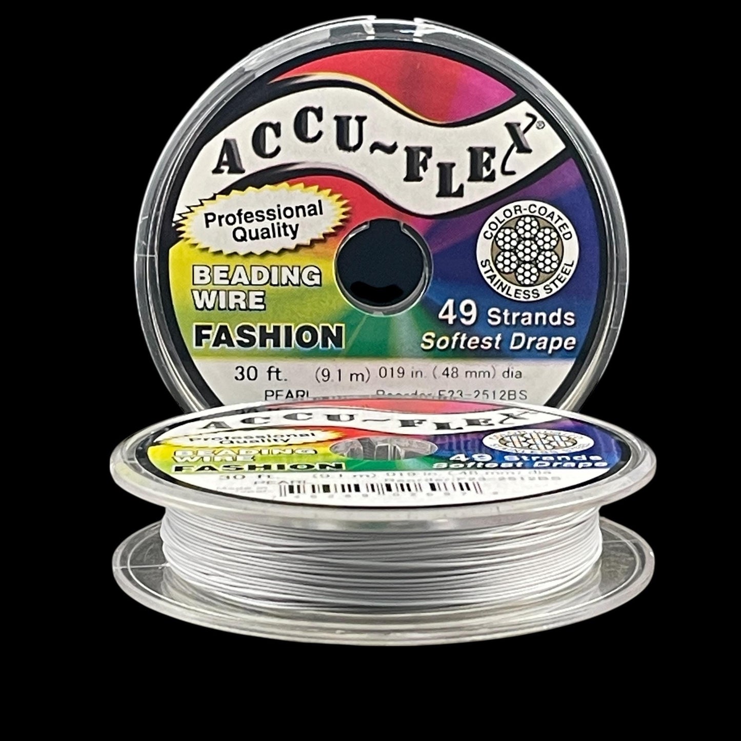 Accu-Flex Beading Wire, Pearl White, 49 Strand, .019in/.48mm diameter (2512) * 30 ft. spool