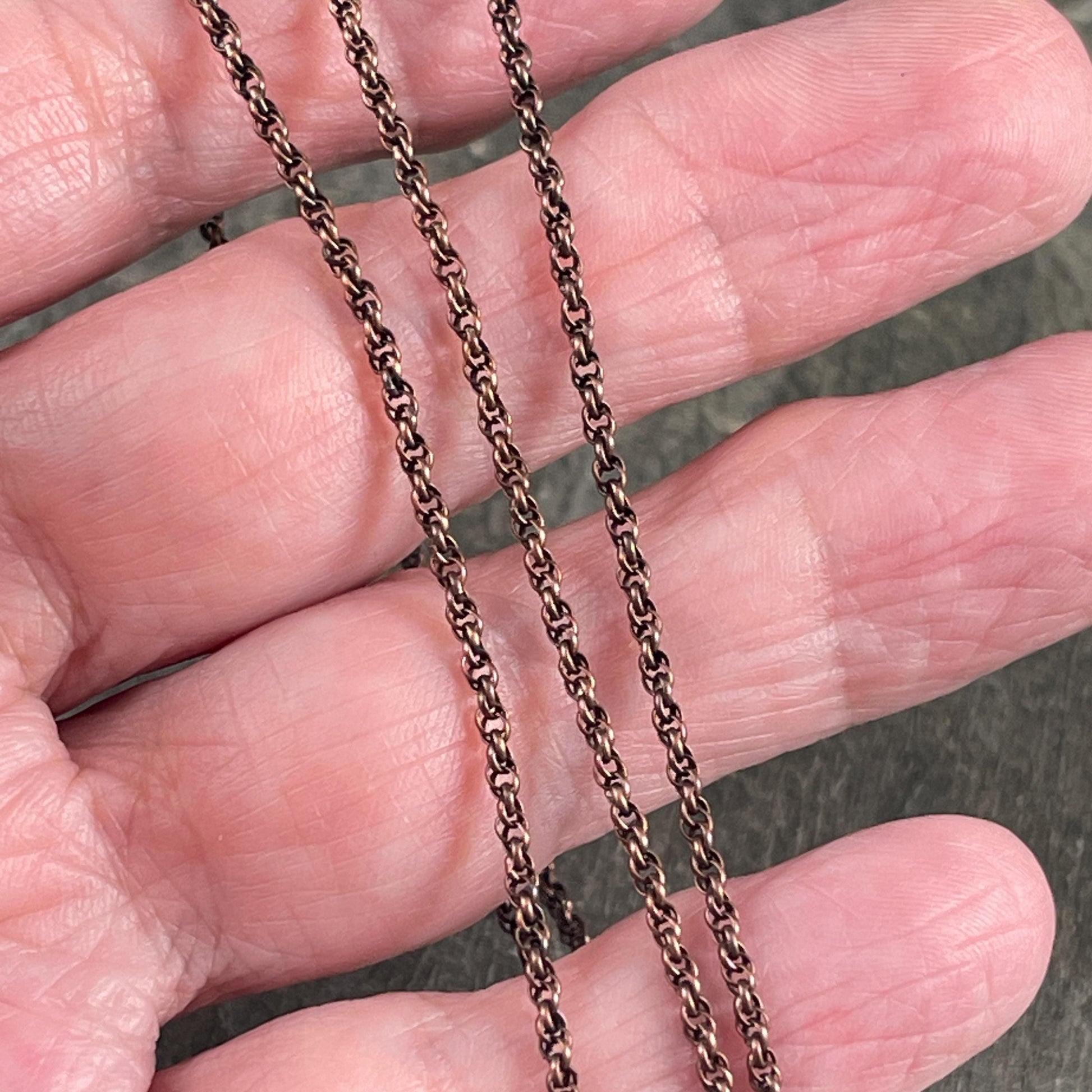 Chain by the Foot - 1.6mm Spiral Rolo, Small Chain - Antiqued Copper Plated Brass (CH-865AC) * 18" Length