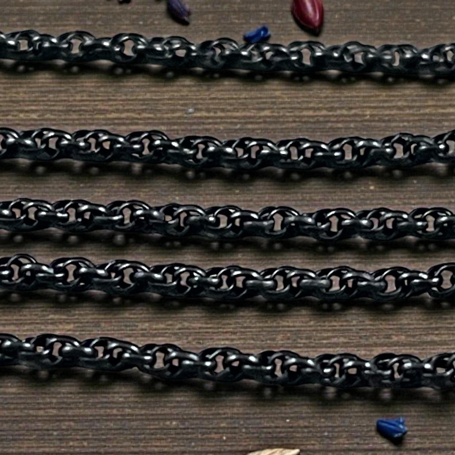 Chain by the Foot - 1.6mm Spiral Rolo, Small Chain - Matte Black Plated Brass (CH-865MB) * 18" Length