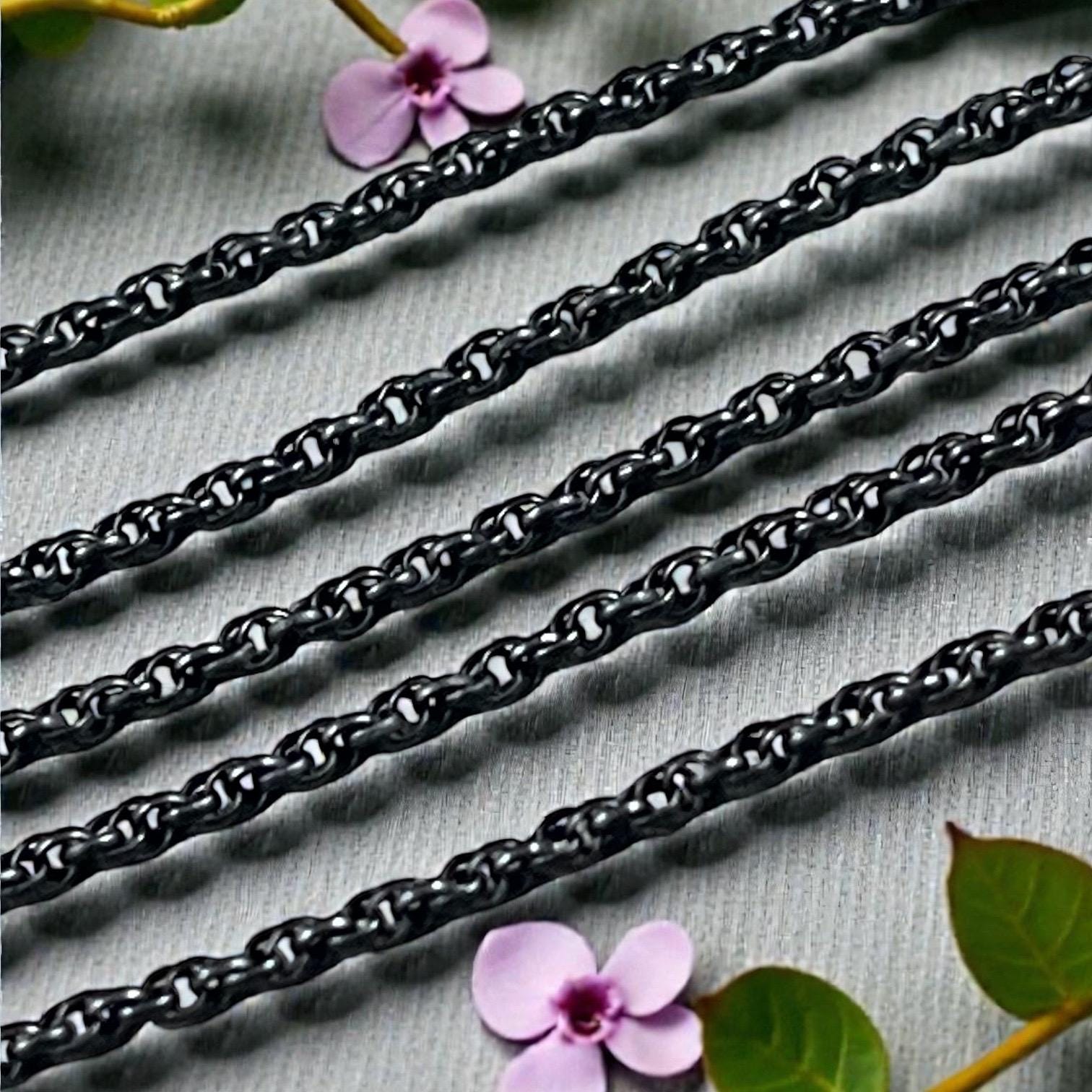 Chain by the Foot - 1.6mm Spiral Rolo, Small Chain - Matte Black Plated Brass (CH-865MB) * 18" Length