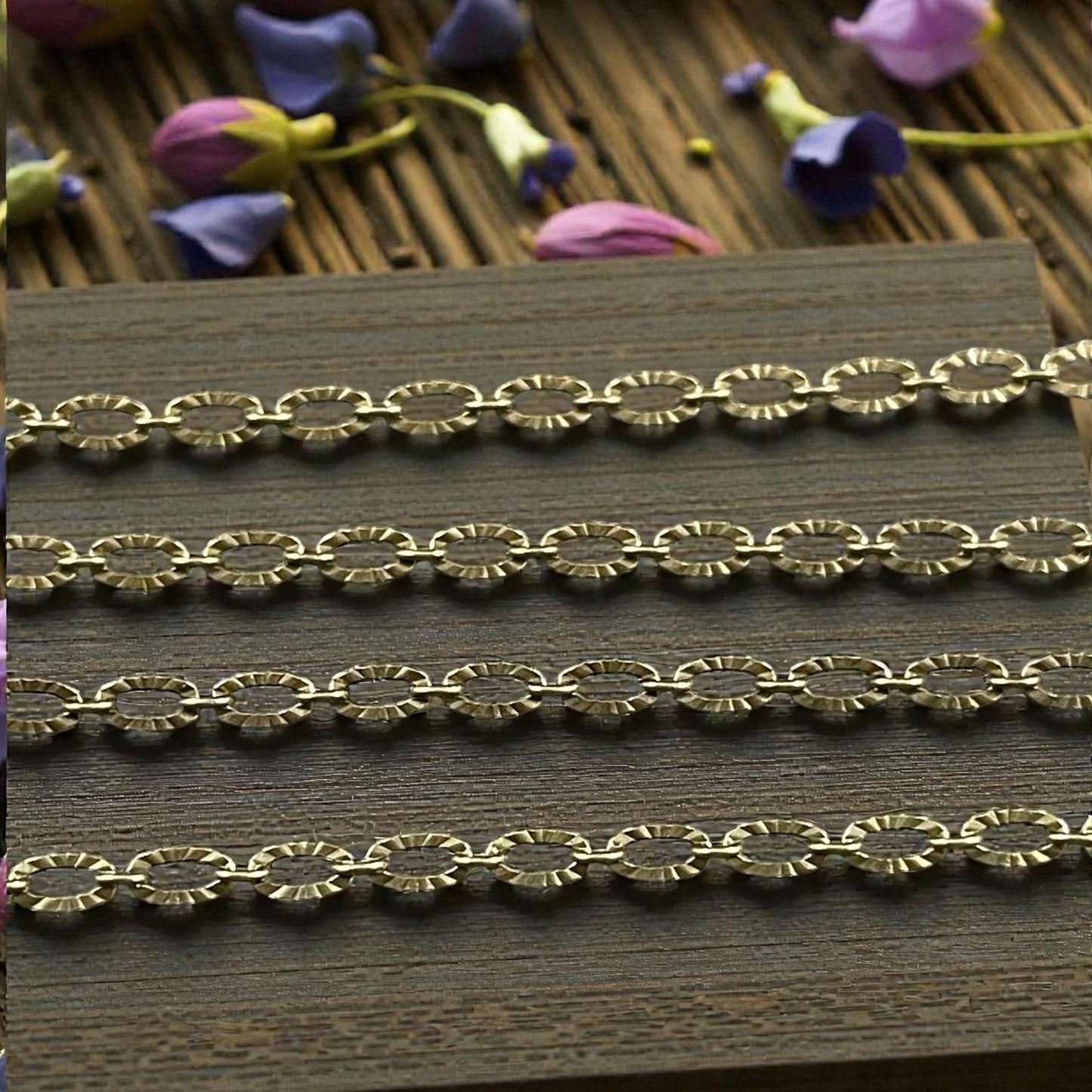 Chain by the Foot - 3mm x 4.8mm Textured Cable Chain - Antiqued Brass (CH-867AB) * 18" Length